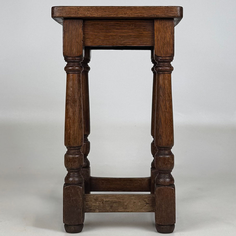 Thumbnail: Antique 20th Century Edwardian Set Of 3 Oak Stools ( AF-5540 )