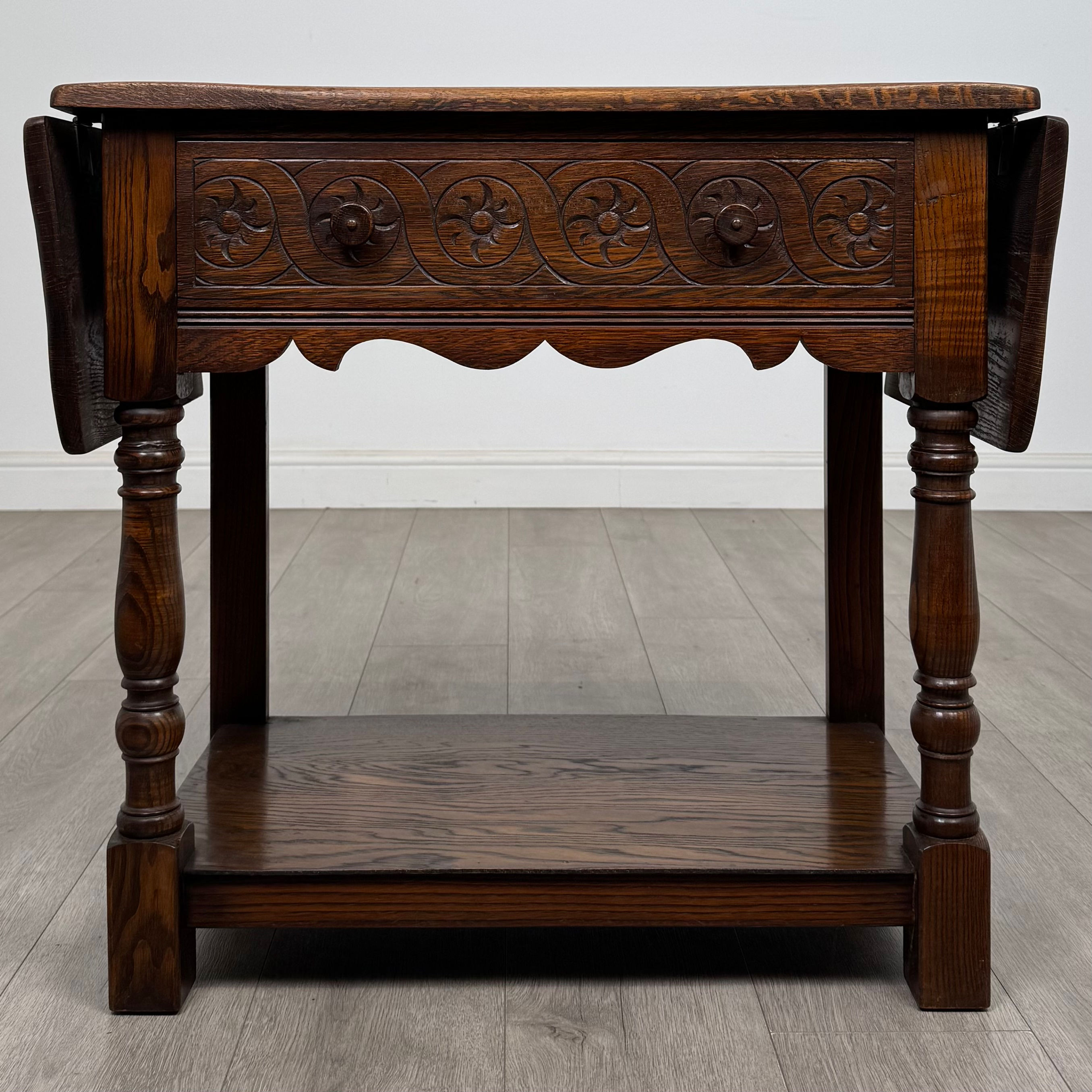 Antique 20th Century Edwardian Drop Leaf Side Table In Oak ( AF-5649 )