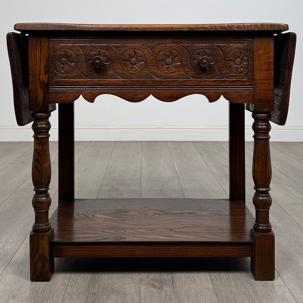 Thumbnail: Antique 20th Century Edwardian Drop Leaf Side Table In Oak ( AF-5649 )