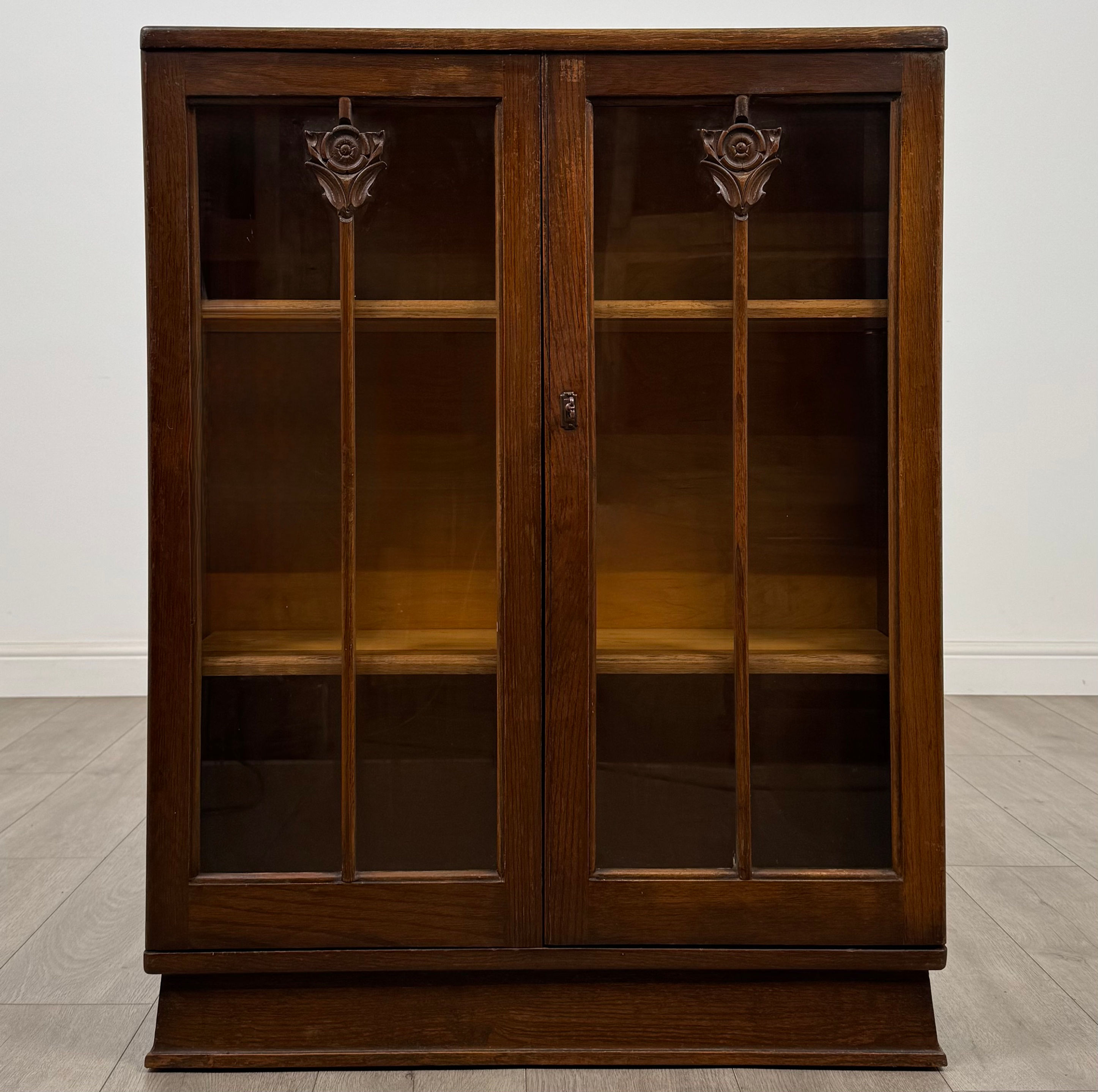 Antique 20th Century Edwardian Display Cabinet In Oak ( AF-5652 )