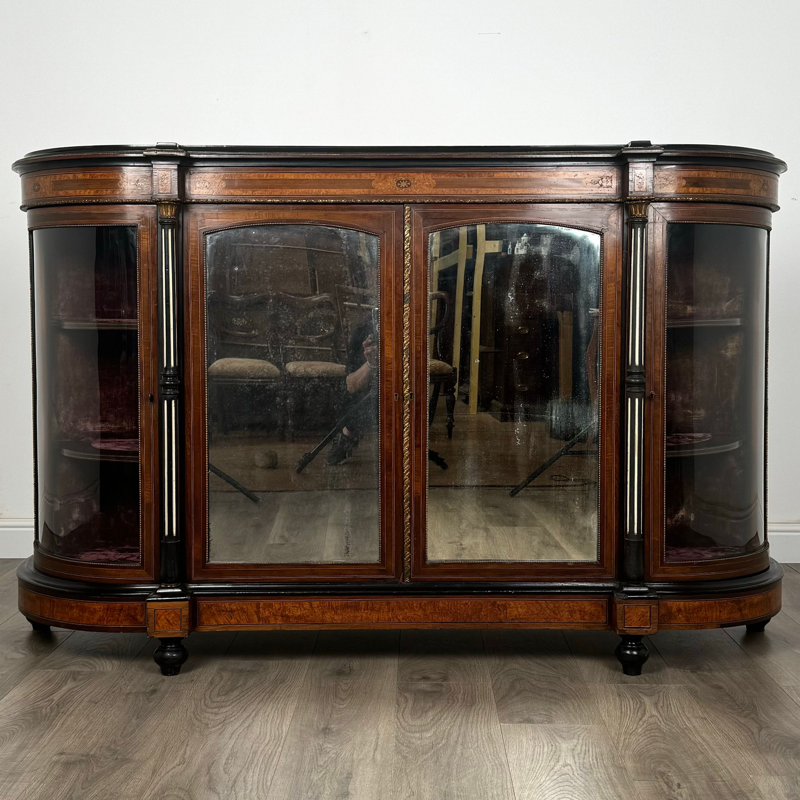 Antique 19th Century Finest Quality Inlaid Credenza Burr Walnut ( REF AF-3412 )