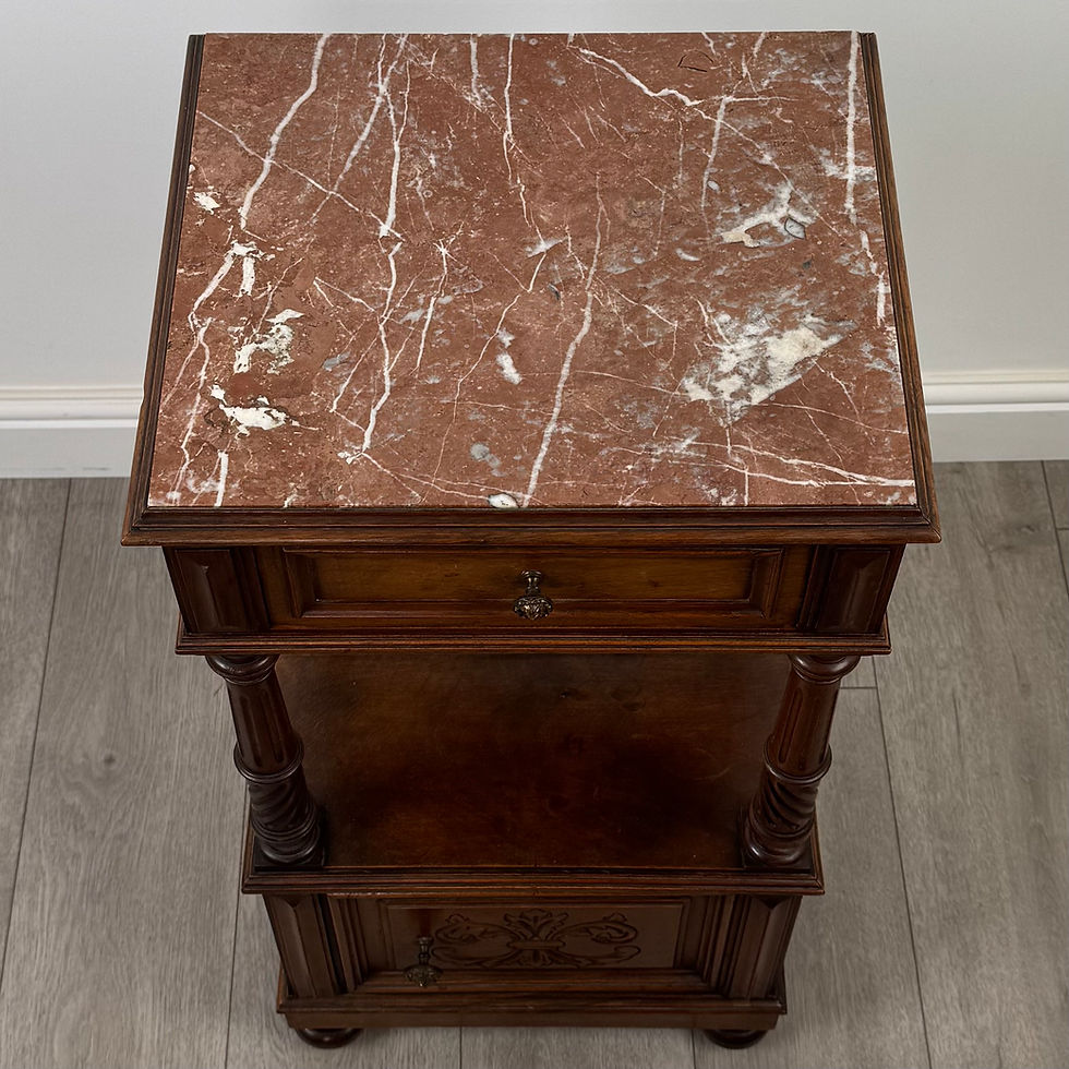 Thumbnail: Antique 19th Century French Marble Top Cabinet In Walnut ( REF AF-4747 )