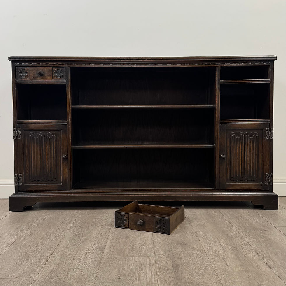 Thumbnail: Antique 20th Century Carved Oak Linenfold Bookcase ( AF-5391 )