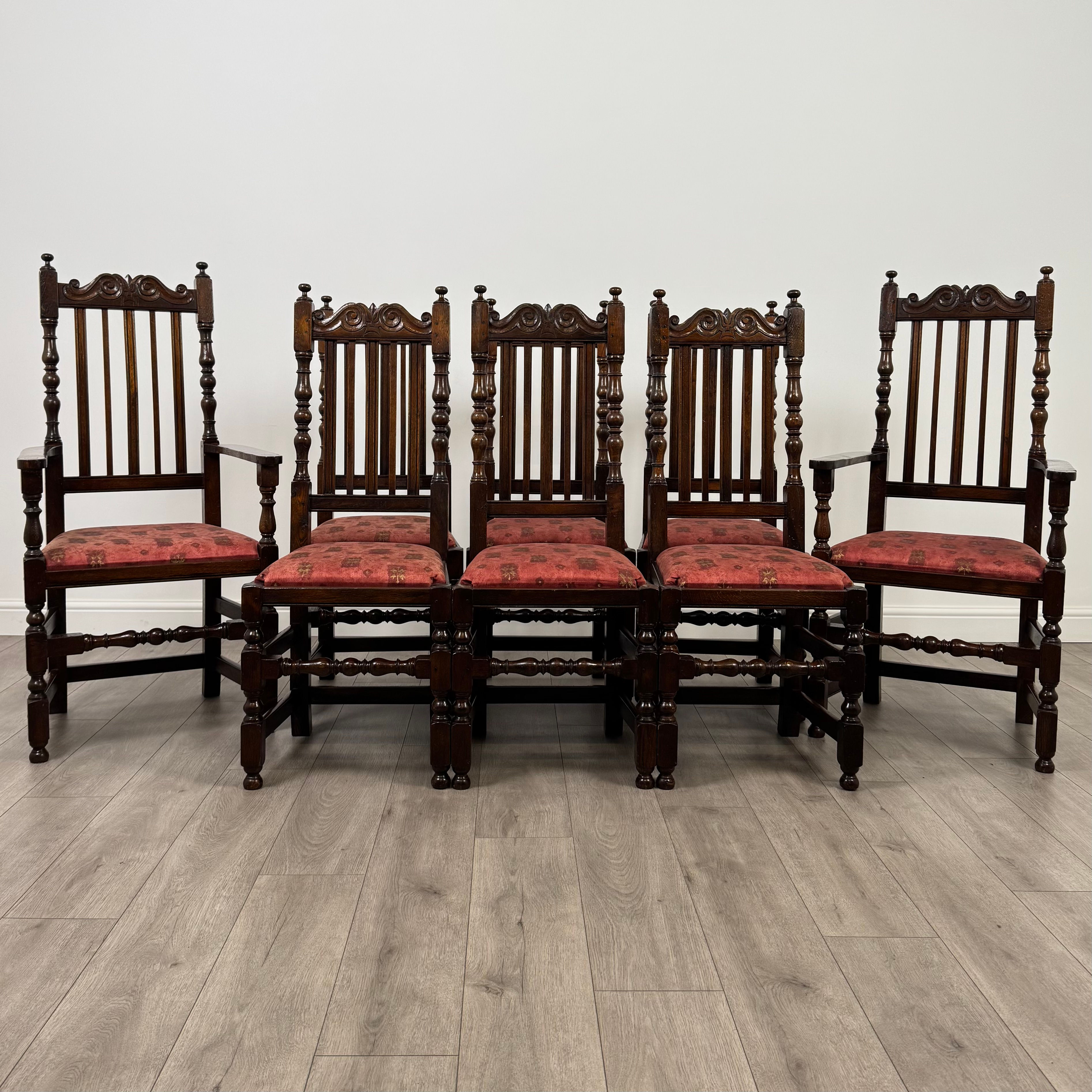 Antique 20th Century Set Of 8 Fine Quality Oak Dining Chairs ( REF AF-4333 )