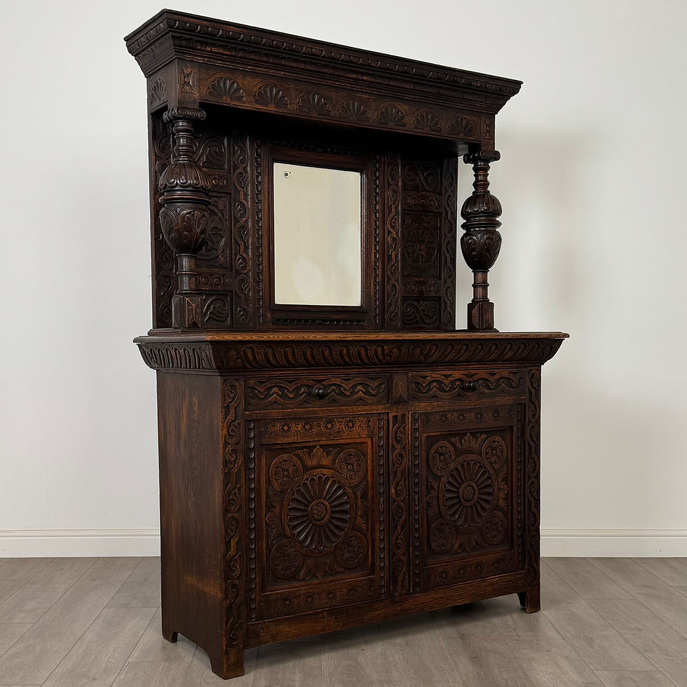 Thumbnail: Antique 19th Century Fine Victorian Carved Oak Sideboard ( AF-5612 )