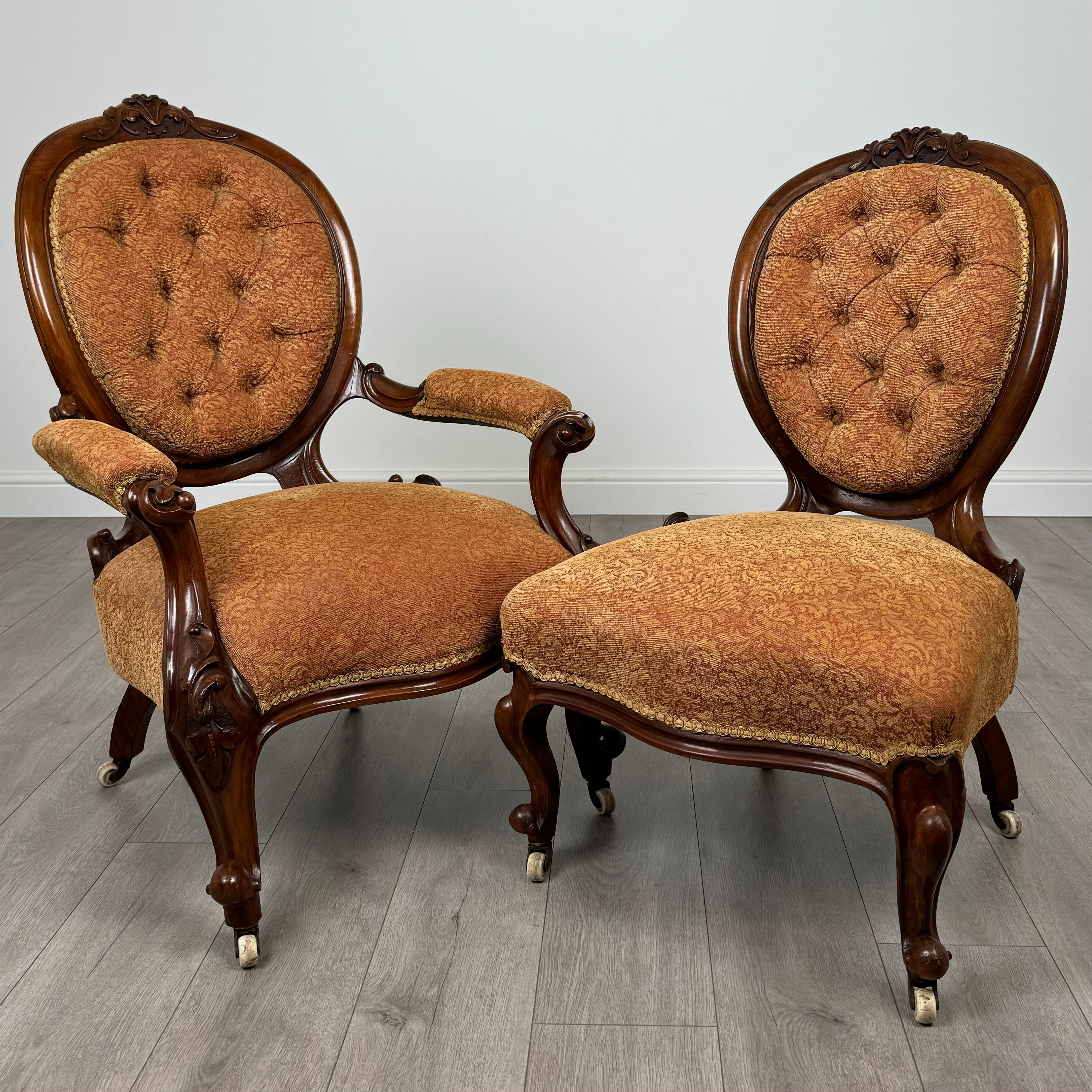 Antique 19th Century Pair Of Fine Quality Armchairs In Mahogany ( REF AF-3756 )