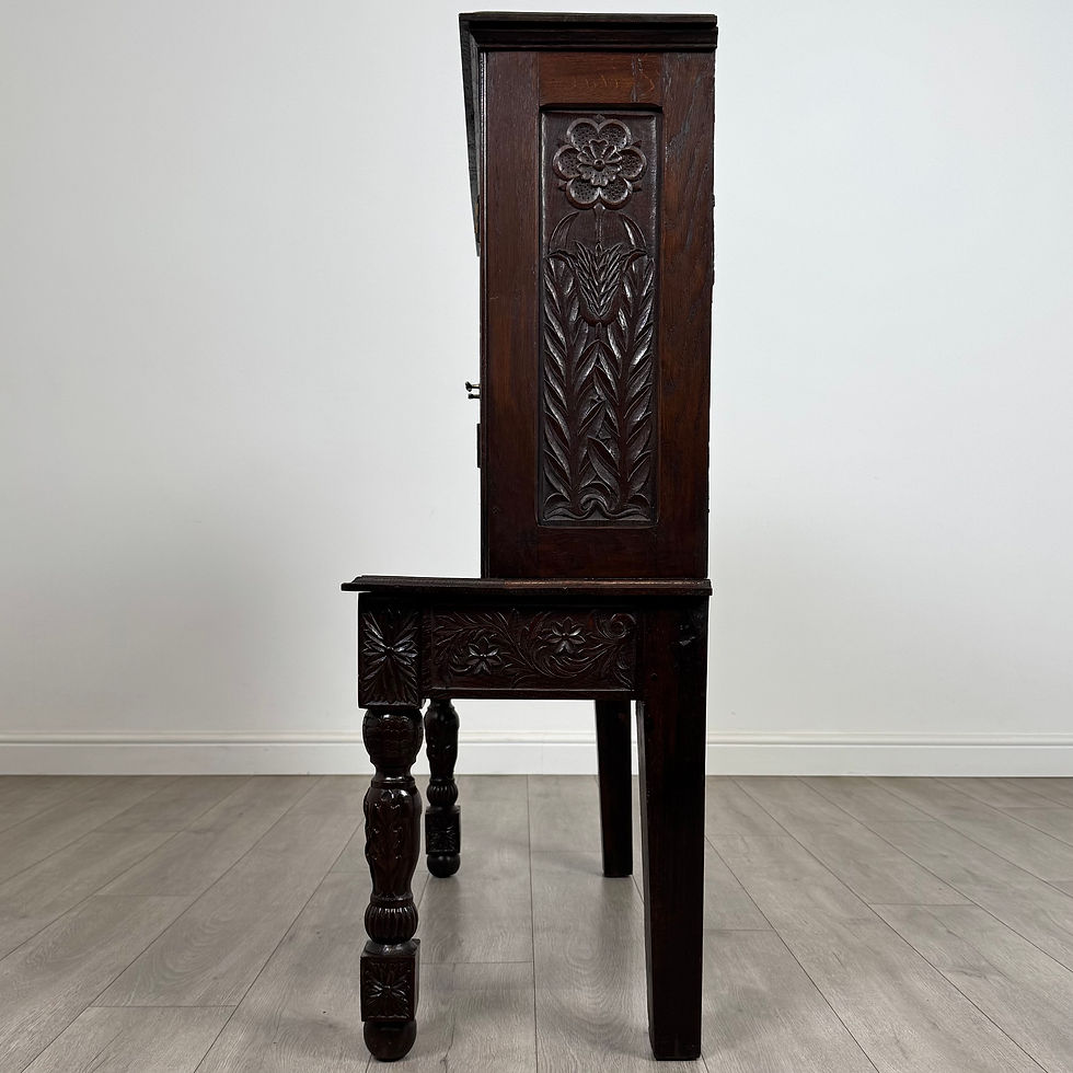 Thumbnail: Antique 19th Century Unusually Small Carved Oak Cabinet ( REF AF-4838 )