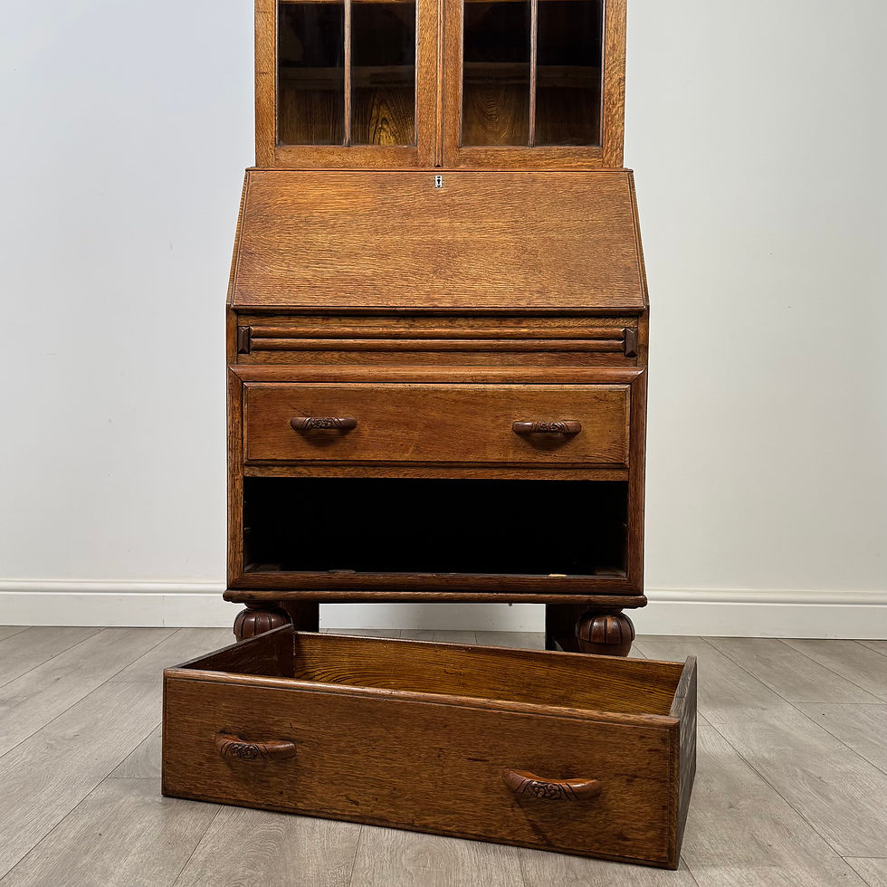 Thumbnail: Antique 20th Century Art Deco Golden Oak Bureau Bookcase ( AF-5245 )