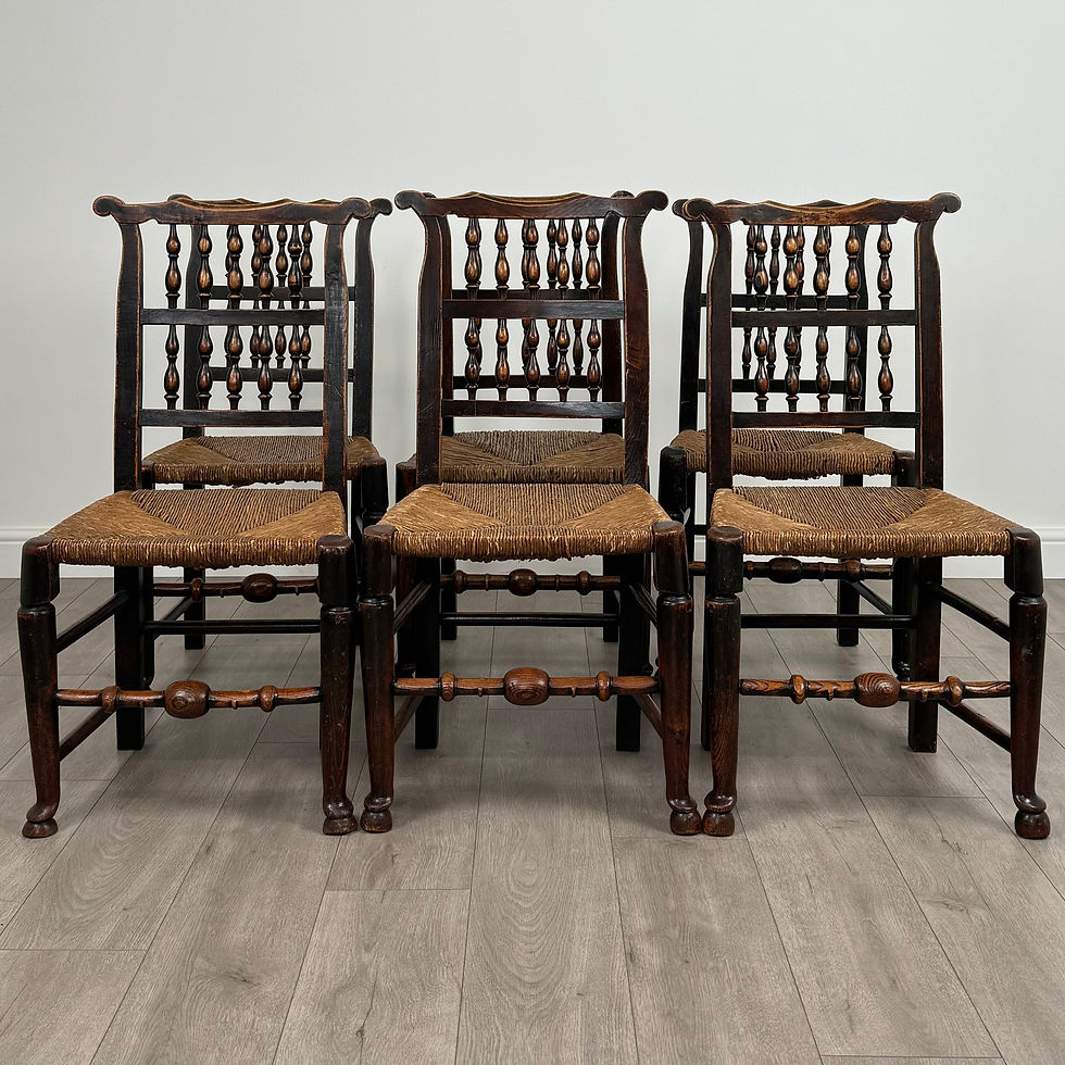Antique 19th Century Set Of 6 Oak Spindle Back Dining Chair’s ( REF AF-3922 )