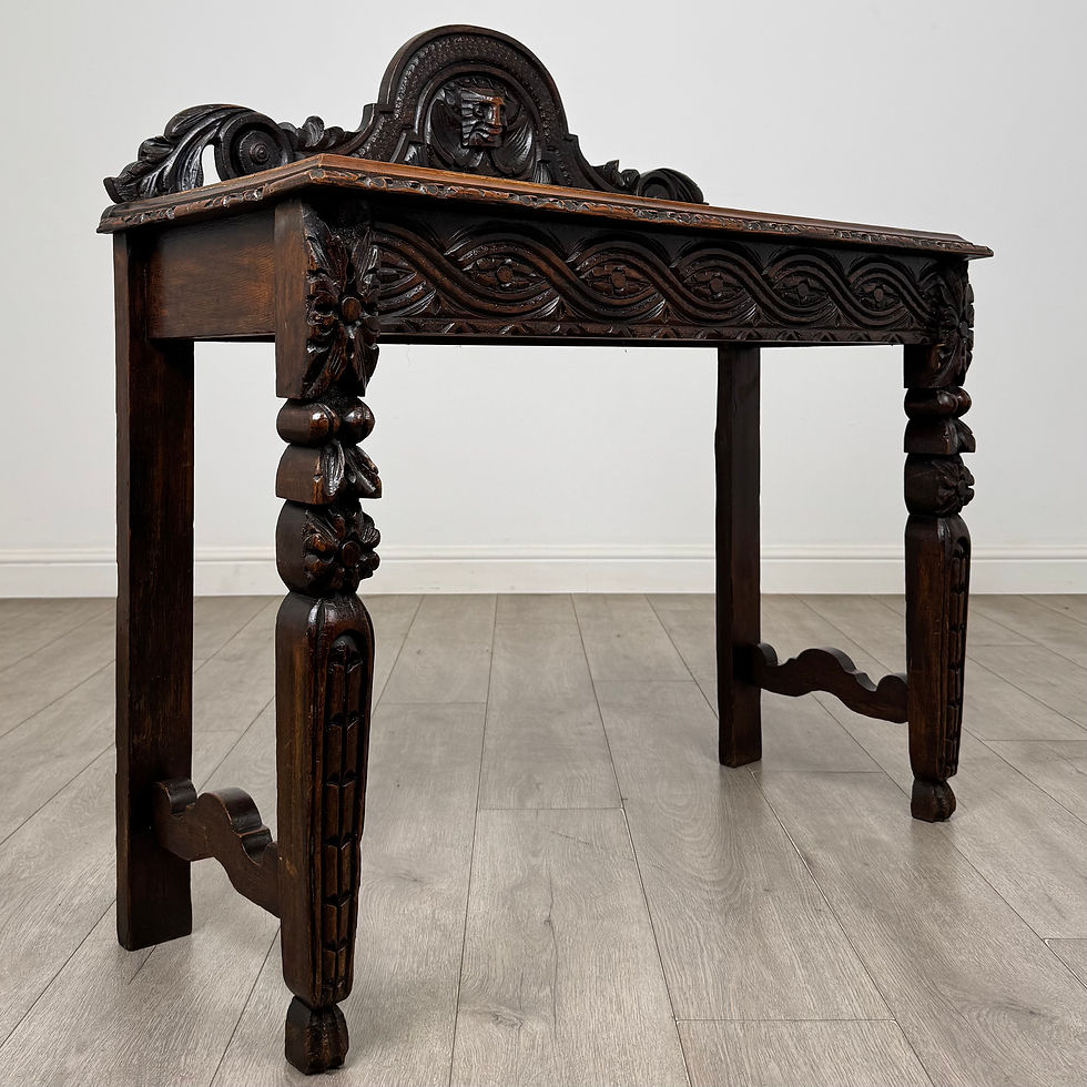 Thumbnail: Antique 19th Century Carved Victorian Side Table In Oak ( AF-6286 )
