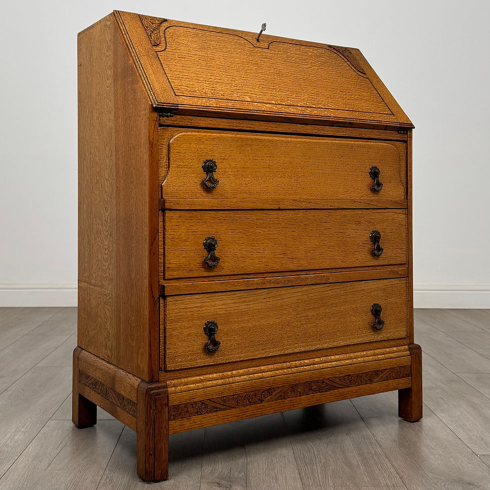 Thumbnail: Antique 20th Century Art Deco Style Golden Oak Bureau ( AF-5497 )