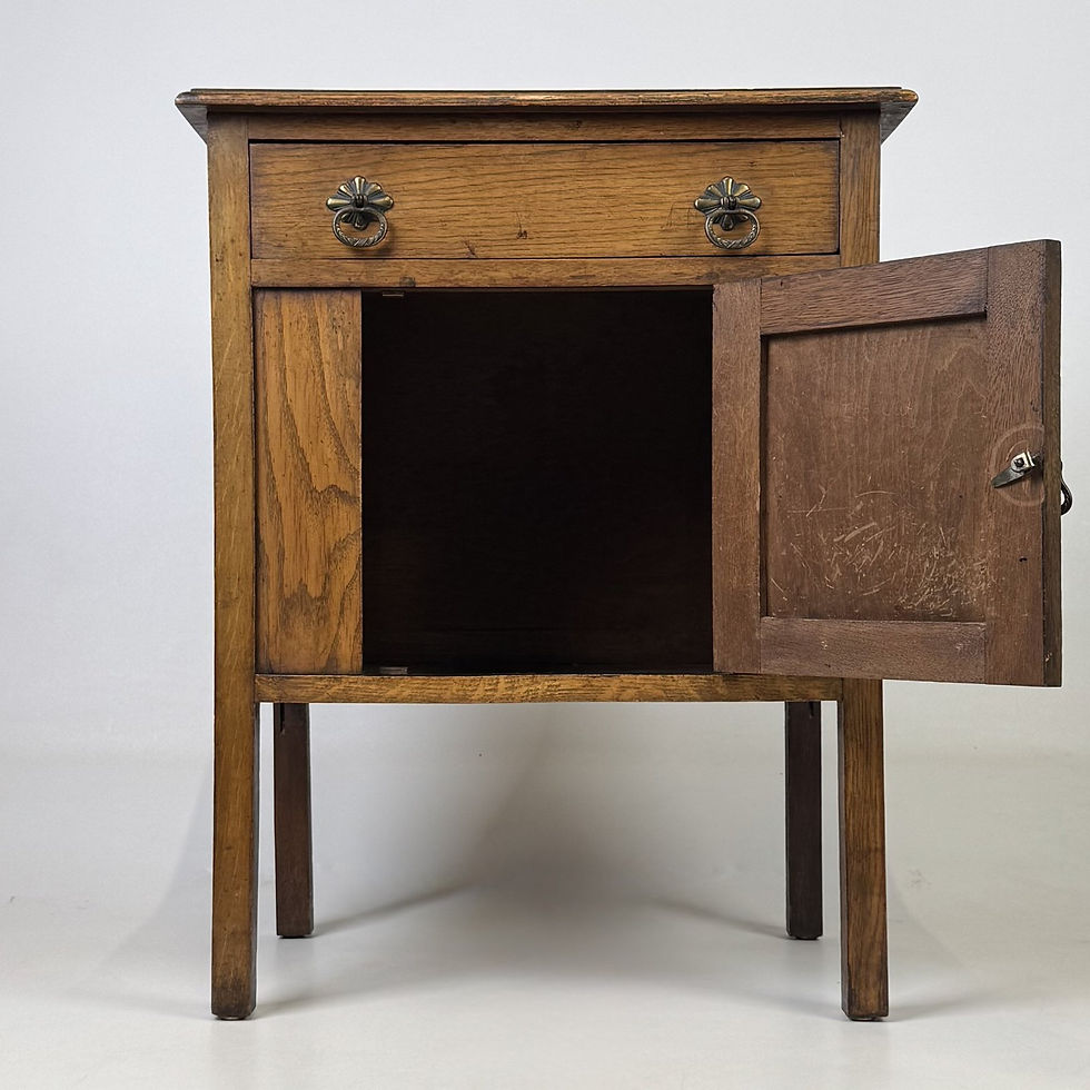 Thumbnail: Antique 1920s Oak Side Cabinet | Brass Ring Handles | AF-6721