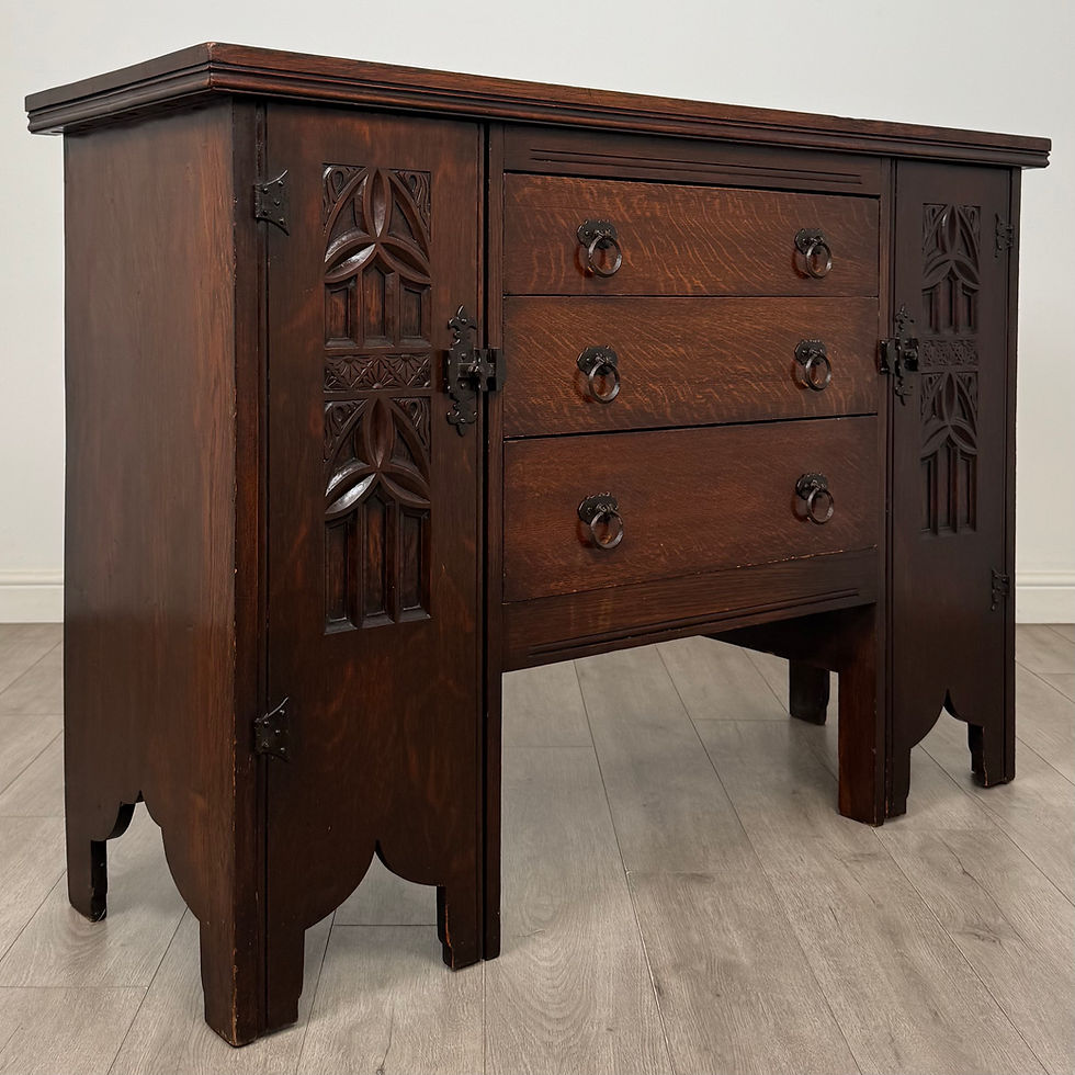 Thumbnail: Antique 20th Century Gothic Style Sideboard In Oak ( AF-6140 )