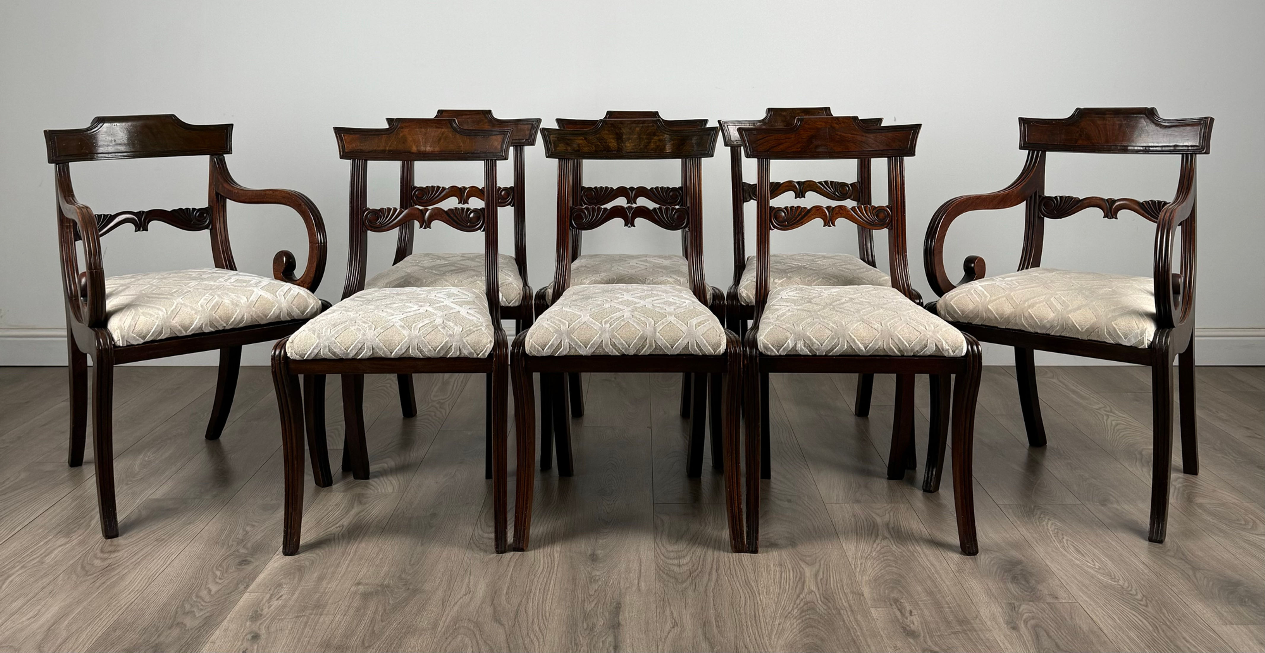 Antique Early 19th Century Set Of 8 Regency Dining Chairs ( REF AF-3167 )