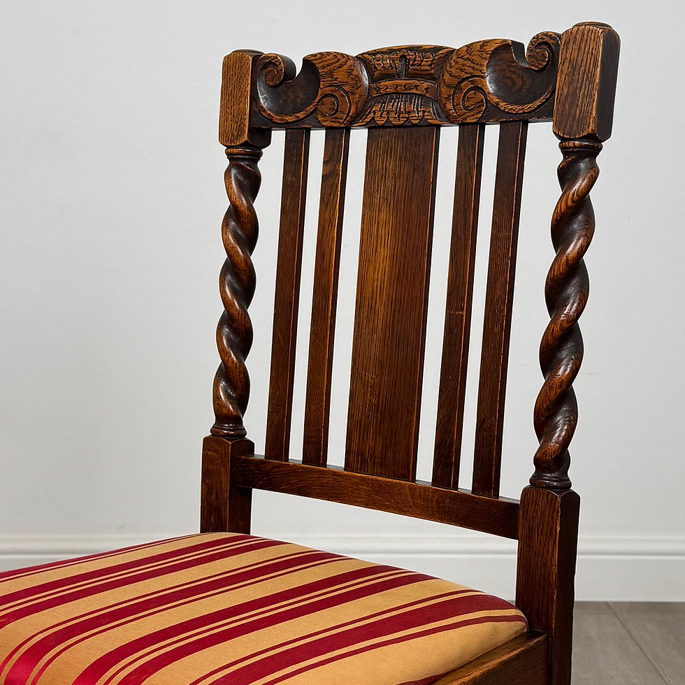 Thumbnail: Antique 20th Century Set Of 6 Barley Twist Dining Chairs In Oak ( AF-6292 )