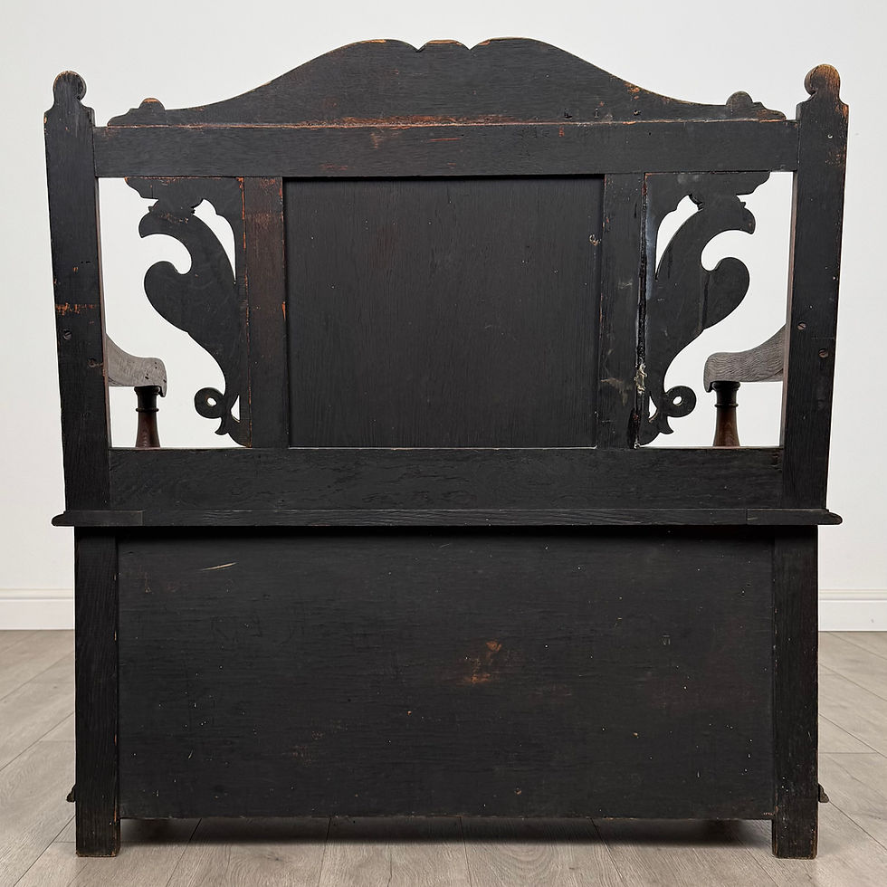 Thumbnail: Antique 19th Century Victorian Carved Oak Settle ( AF-5300 )