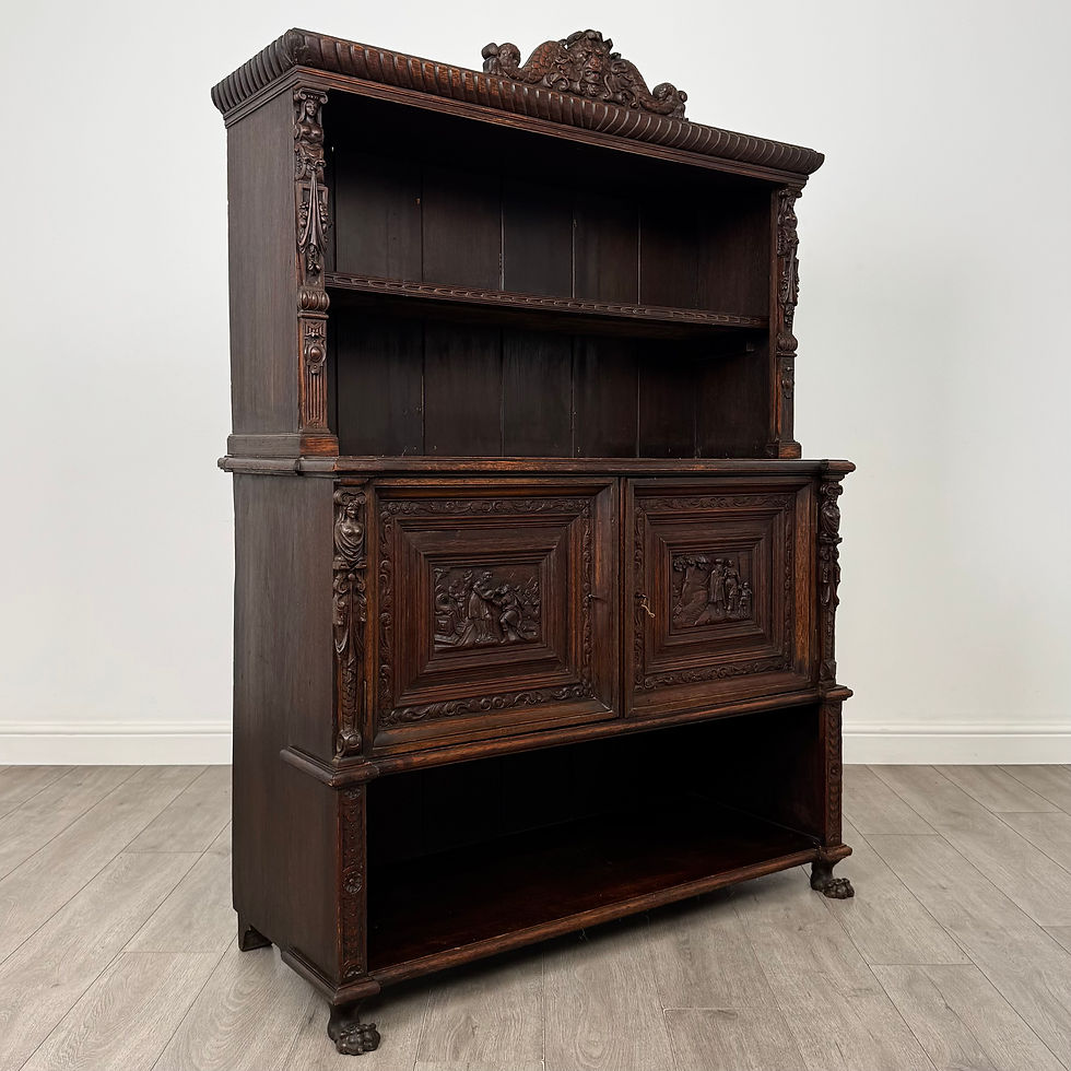 Thumbnail: Antique 19th Century Victorian Carved Oak Cupboard ( AF-6247 )