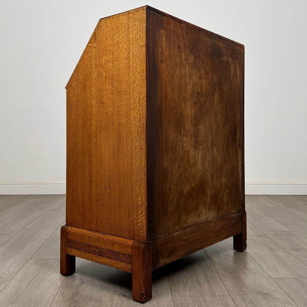 Thumbnail: Antique 20th Century Art Deco Style Golden Oak Bureau ( AF-5497 )