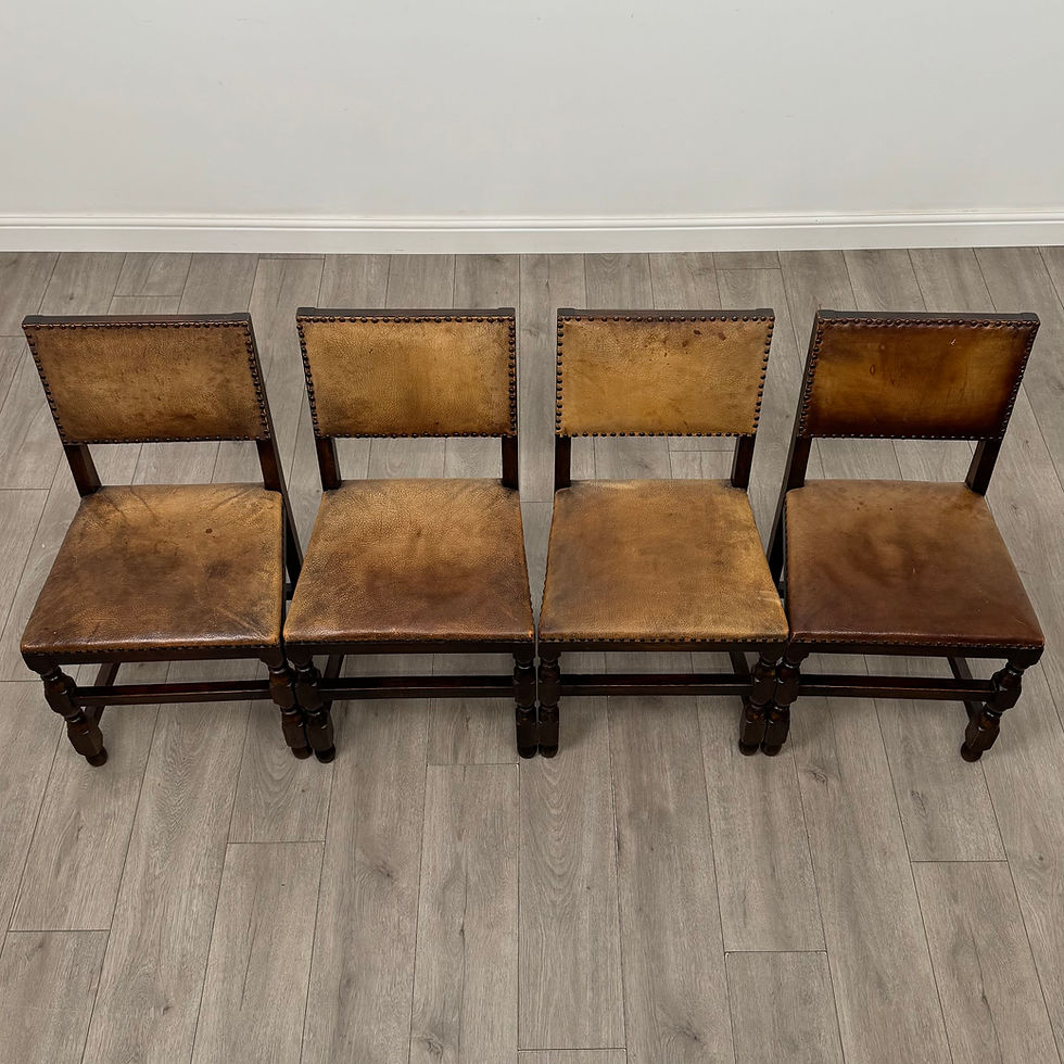 Thumbnail: Antique 20th Century Edwardian Set Of 6 Oak Dining Chairs ( AF-6162 )