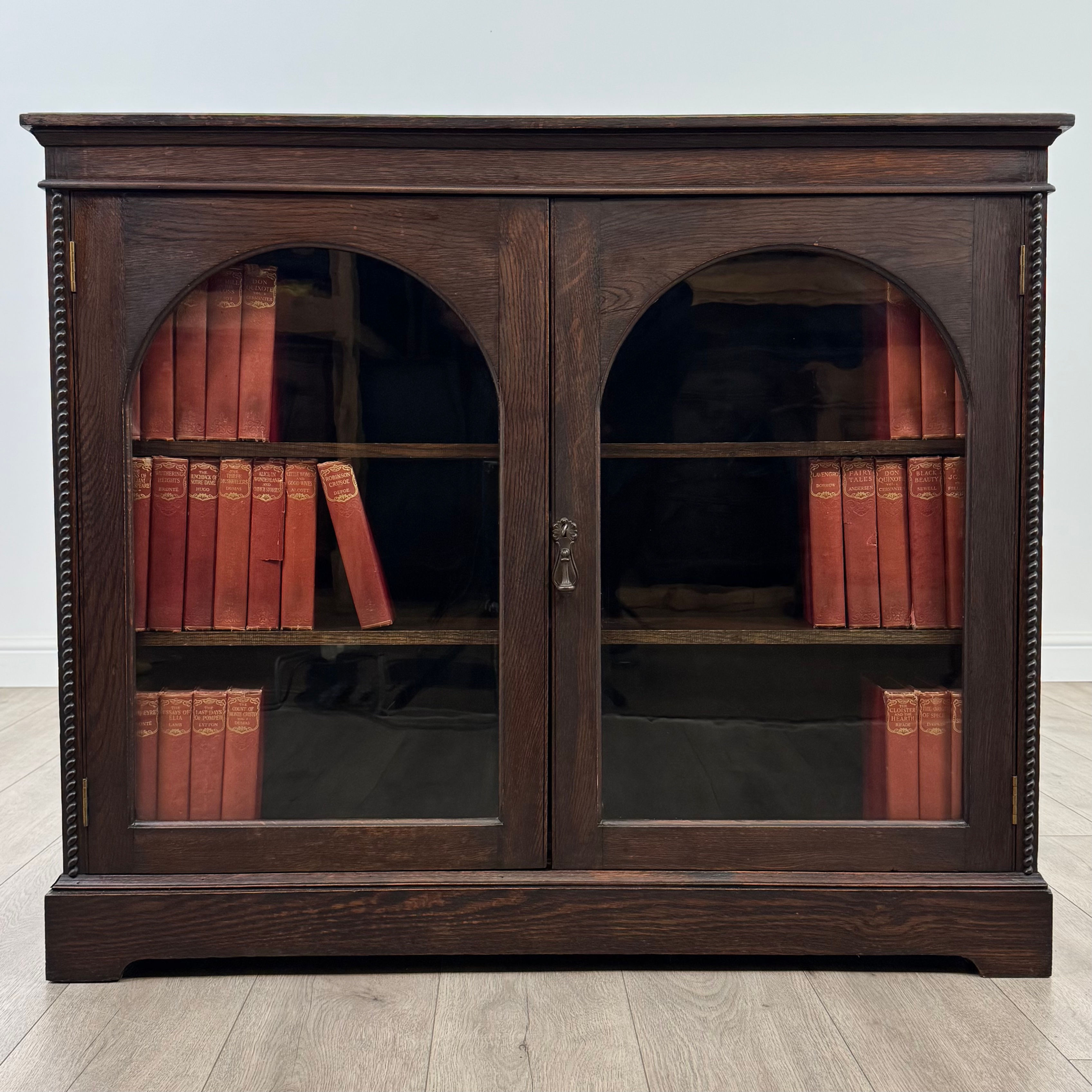 Antique 20th Century Good Quality Display Cabinet In Oak ( REF AF-4673 )
