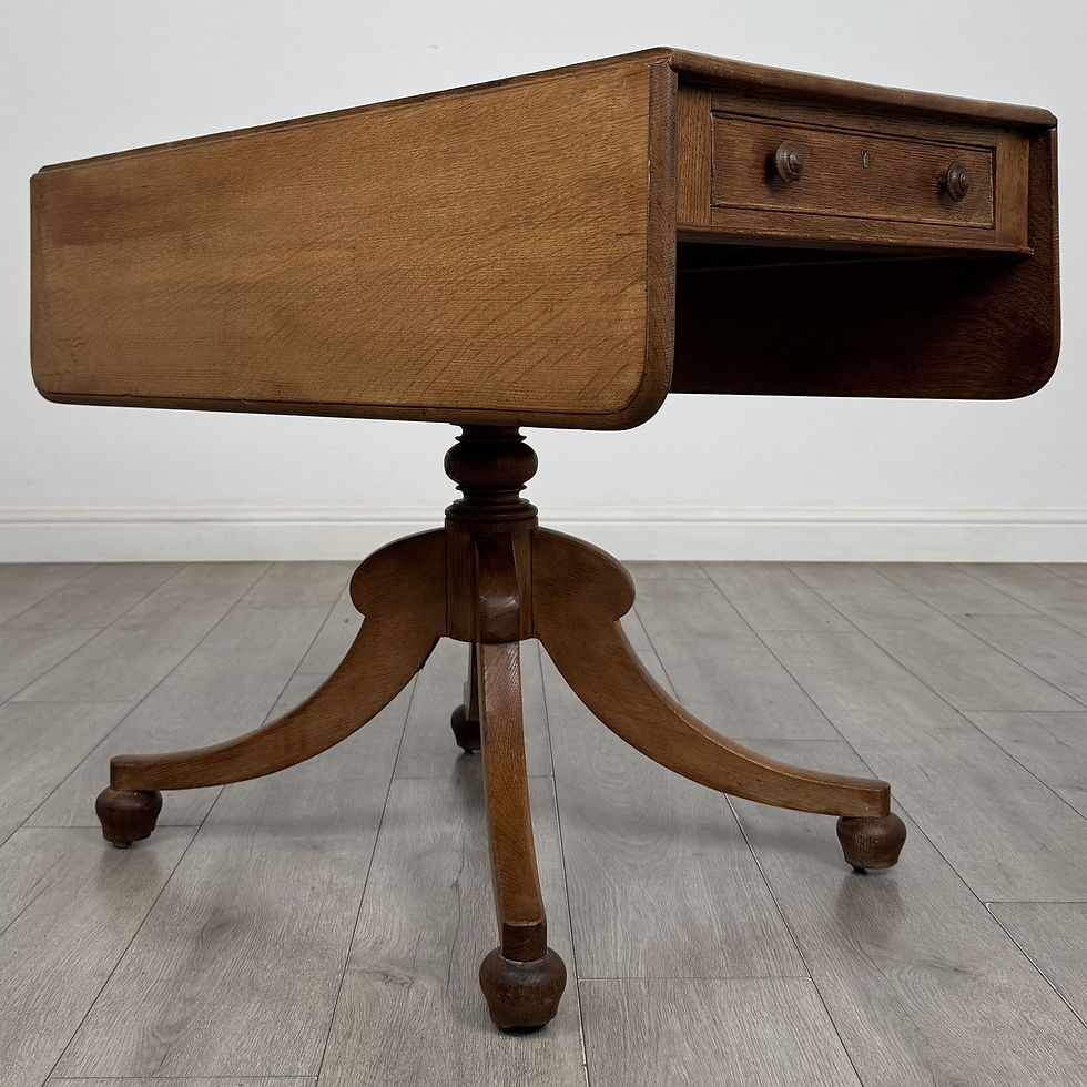 Thumbnail: Antique Oak Drop Leaf Table | 19th Century Pembroke on Pedestal | AF-6708