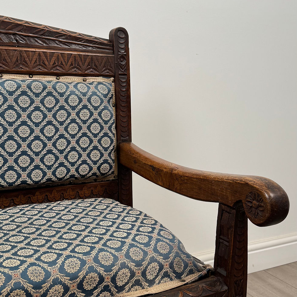 Thumbnail: Antique 19th Century Victorian Carved Oak Bench ( AF-5515 )