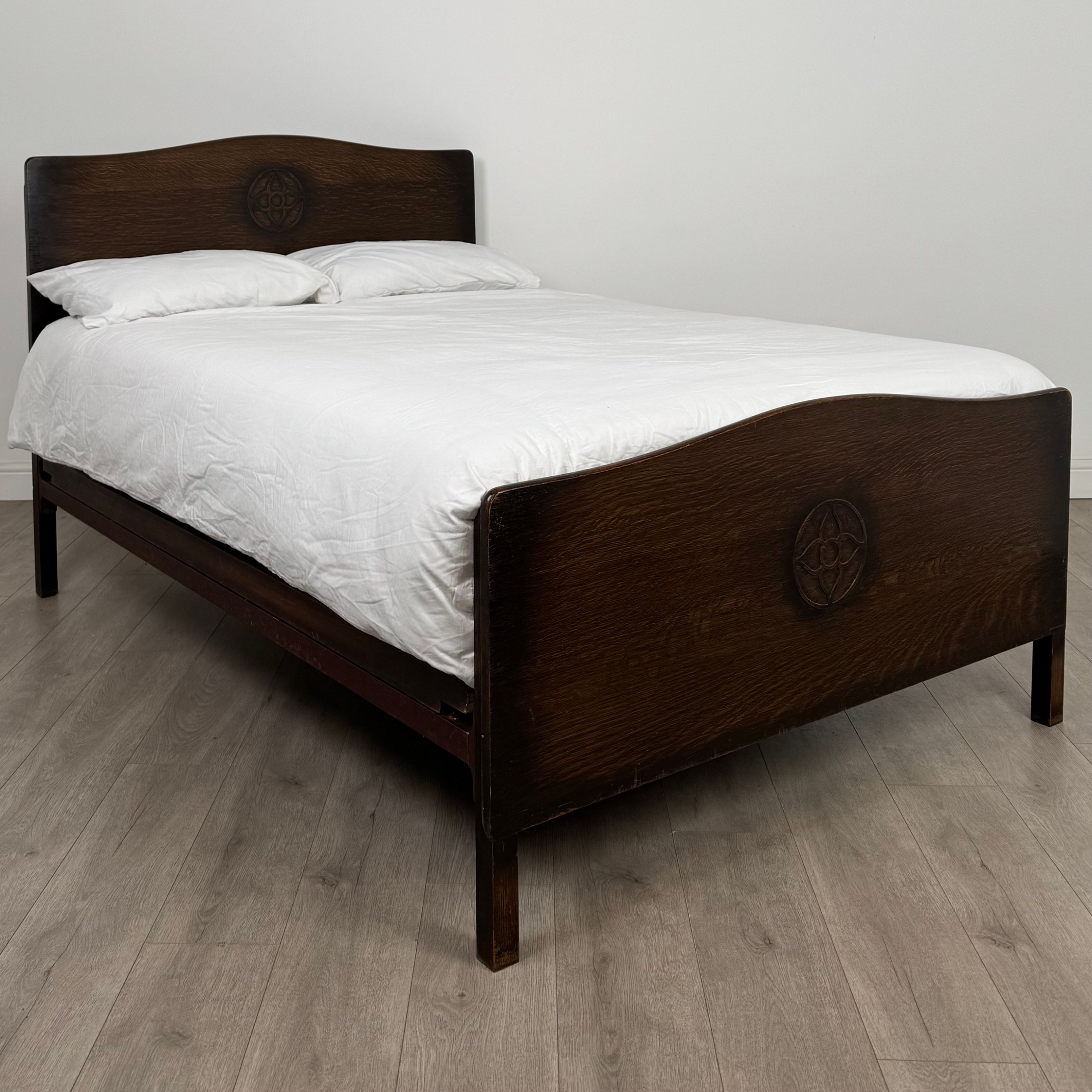 Antique 20th Century Good Quality Double Bed In Oak ( AF-5296 )
