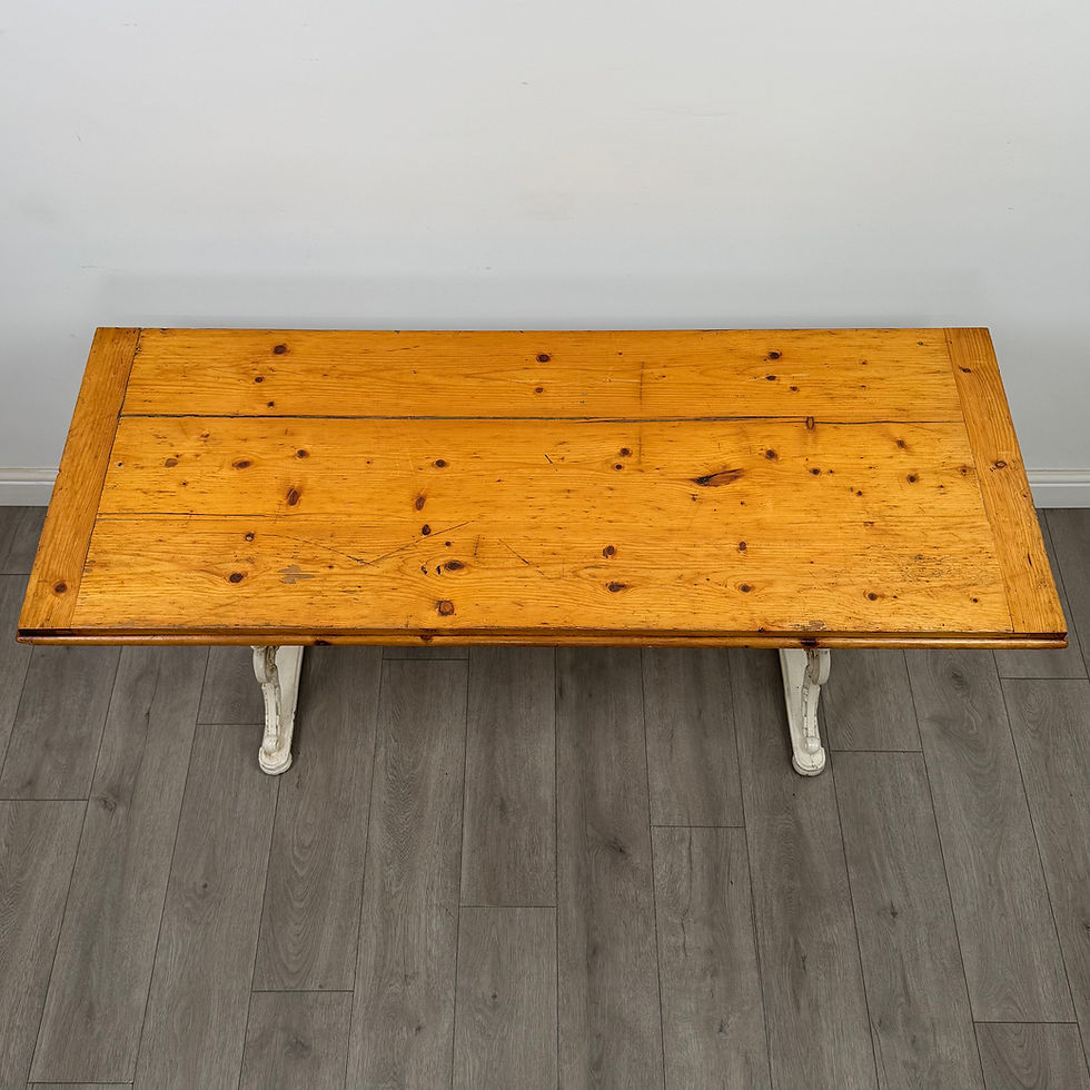 Thumbnail: Antique 20th Century Cast Iron Dining Table With Pine Top ( AF-5685 )
