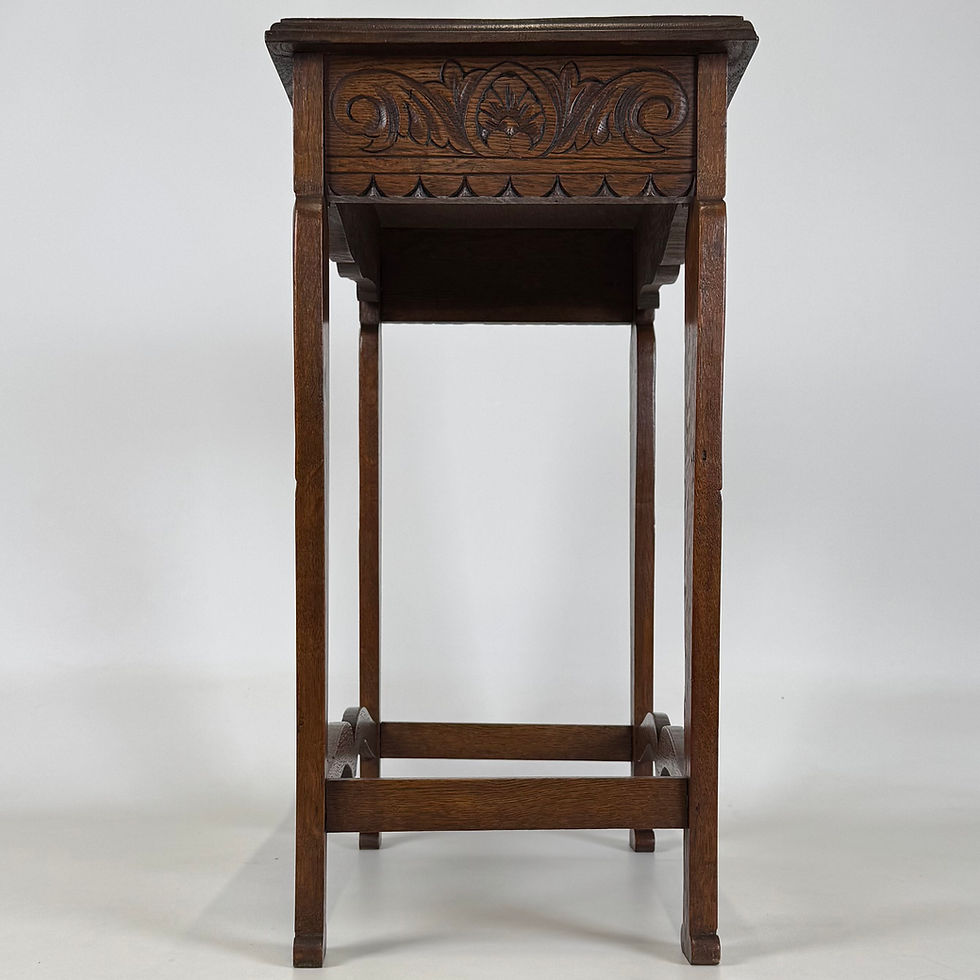 Thumbnail: Antique 20th Century Good Quality Carved Oak Side Table ( REF AF-4621 )