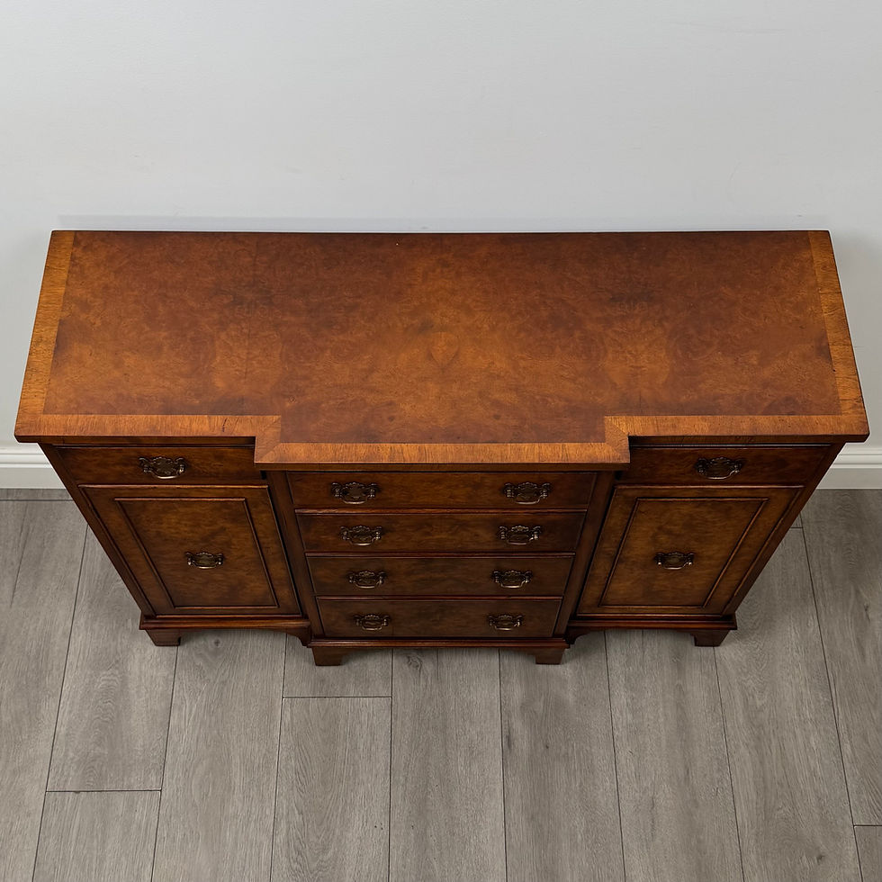 Thumbnail: Antique 20th Century Small Breakfront Sideboard In Burr Walnut ( AF-6146 )
