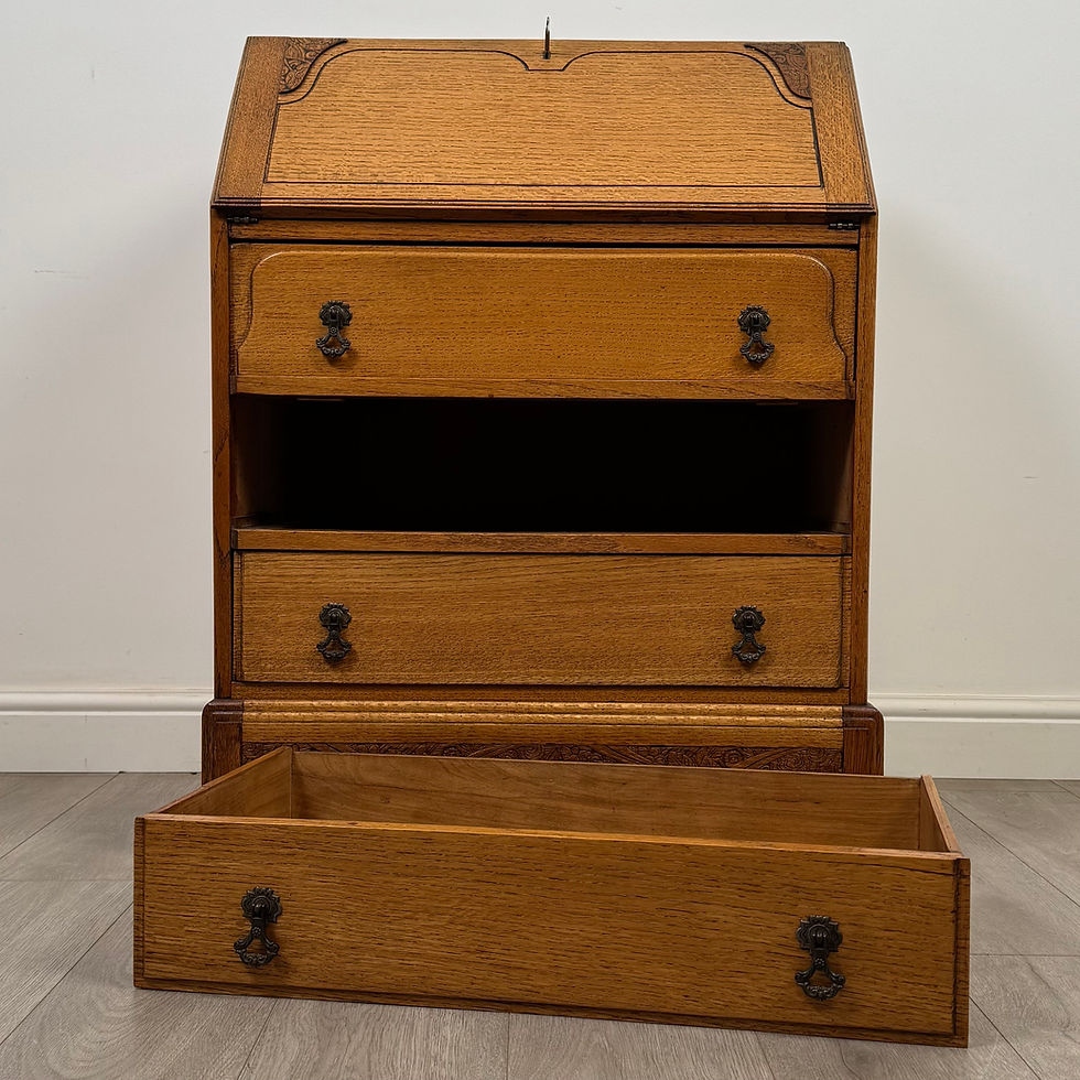 Thumbnail: Antique 20th Century Art Deco Style Golden Oak Bureau ( AF-5497 )