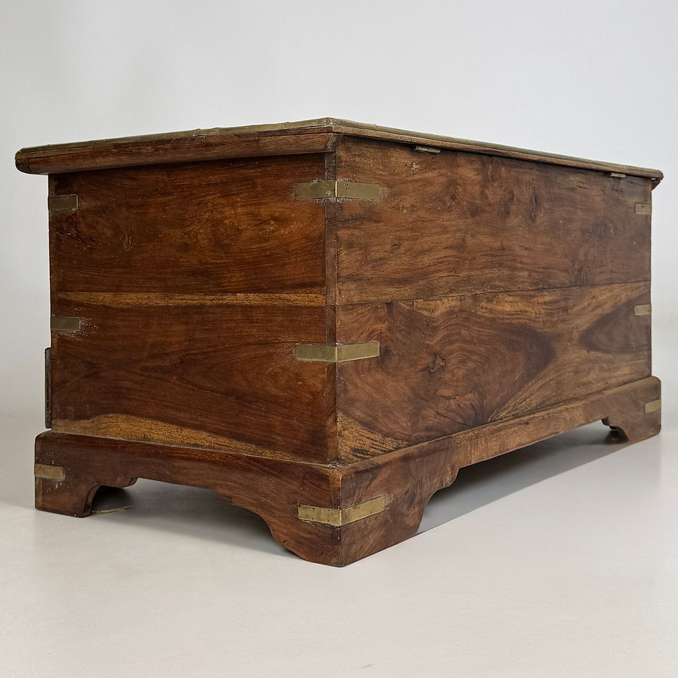 Thumbnail: Antique 20th Century Brass Inlaid Fitted Storage Chest ( AF-5353 )