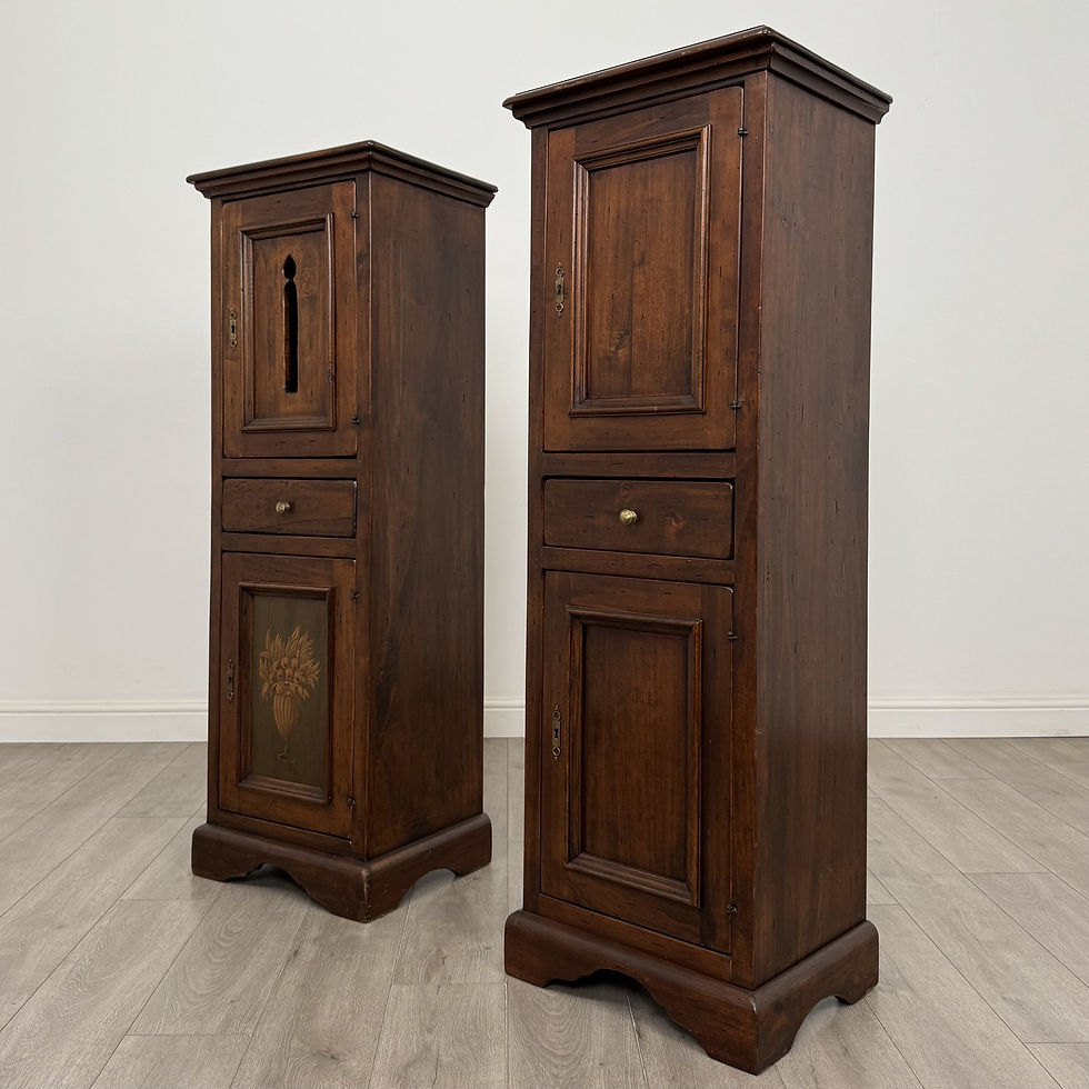 Thumbnail: Antique Pair of Hardwood Cupboards | Painted Panel | AF-6649