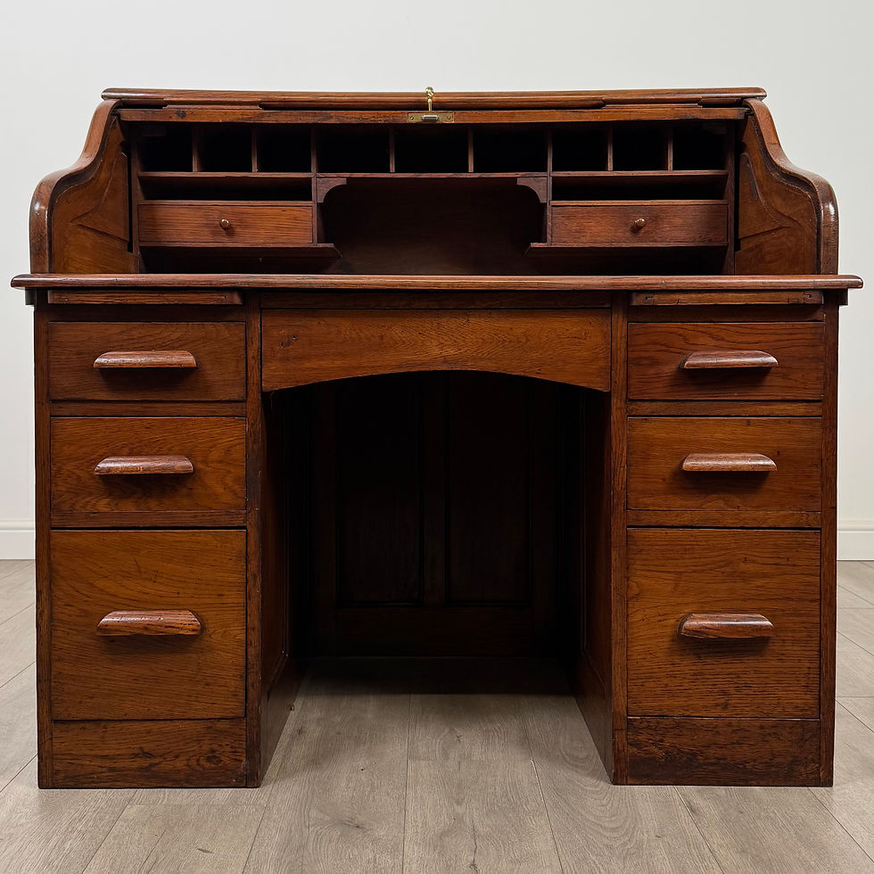 Thumbnail: Antique 20th Century Edwardian Roll Top Desk In Oak ( AF-5260 )