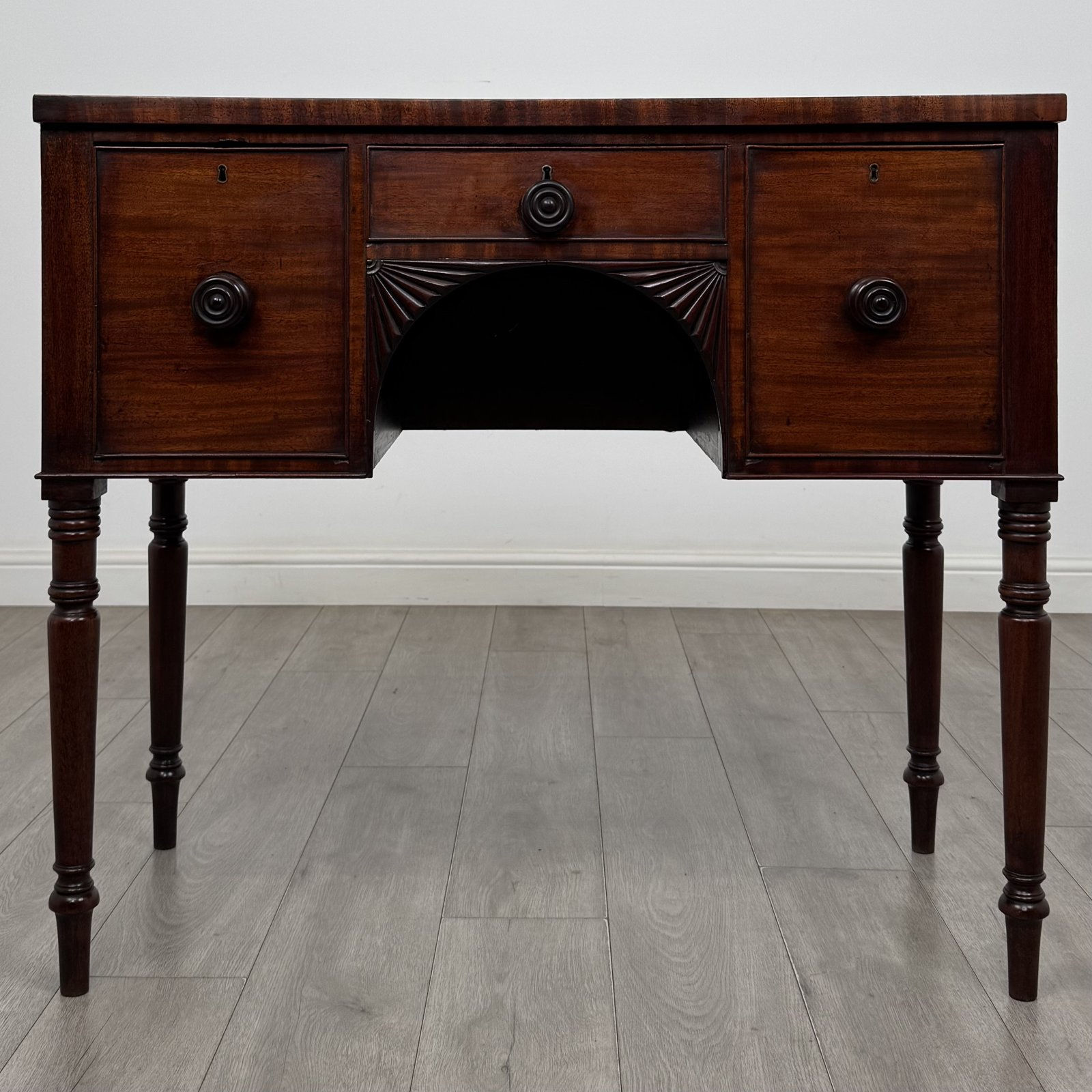 Antique Small Regency Mahogany Sideboard | Fan Carved Kneehole | AF-6737