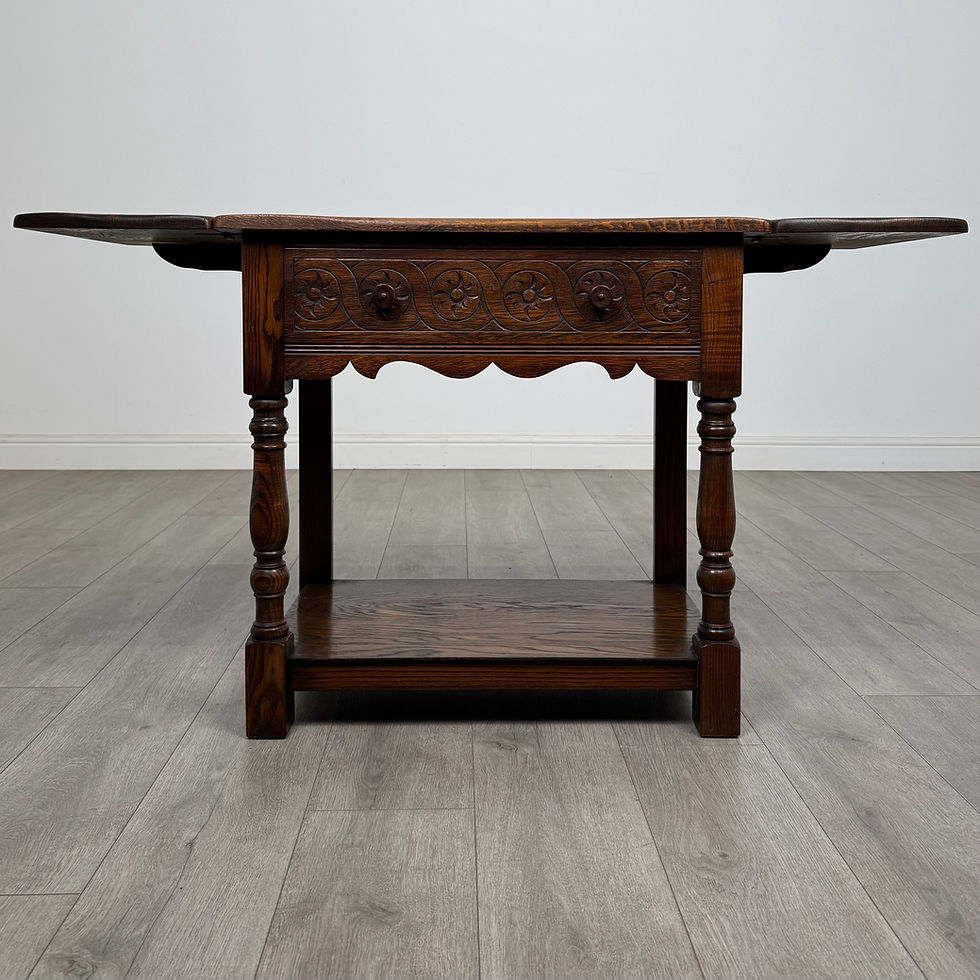 Thumbnail: Antique 20th Century Edwardian Drop Leaf Side Table In Oak ( AF-5649 )