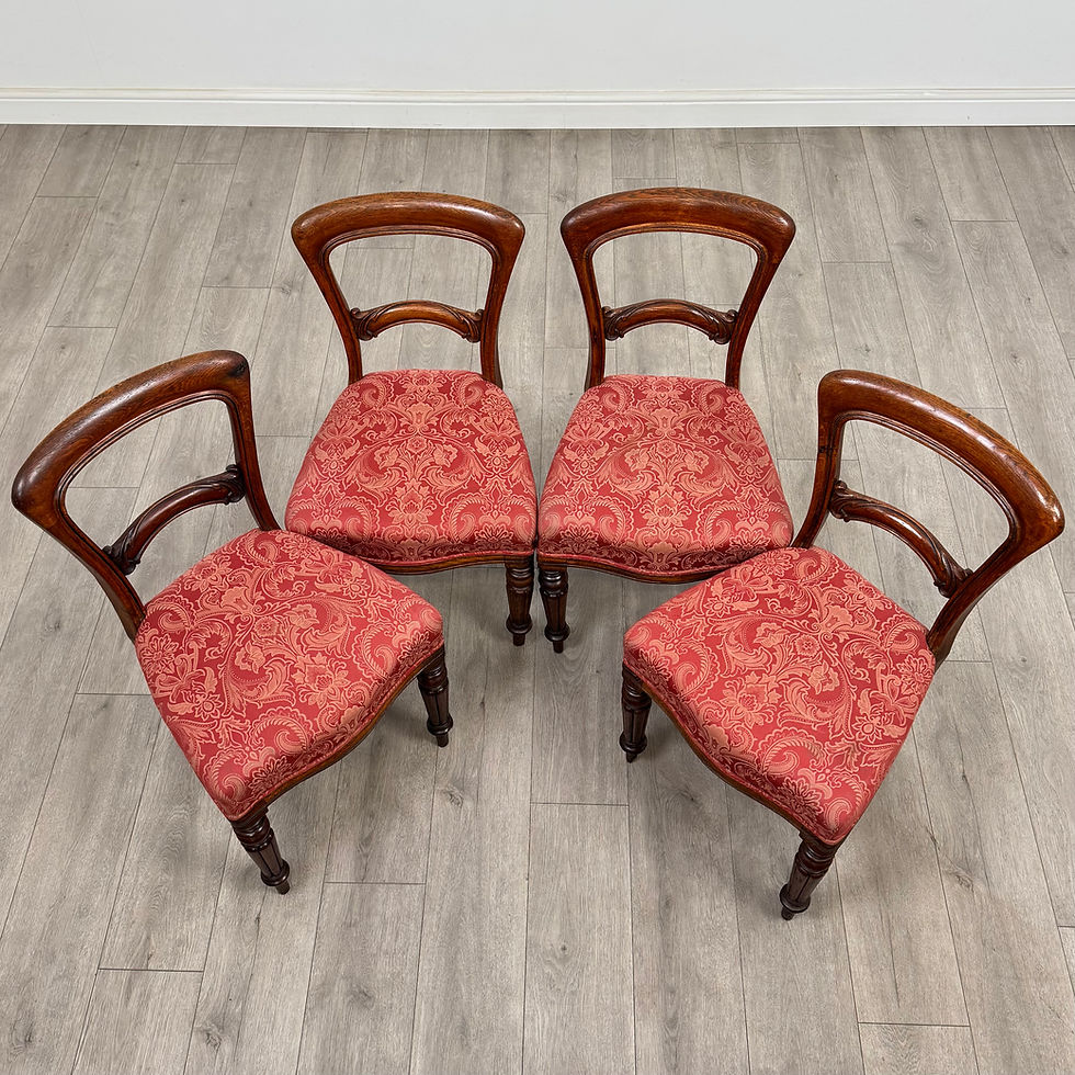 Thumbnail: Antique 19th Century Victorian Set Of 4 Oak Dining Chairs ( AF-5370 )