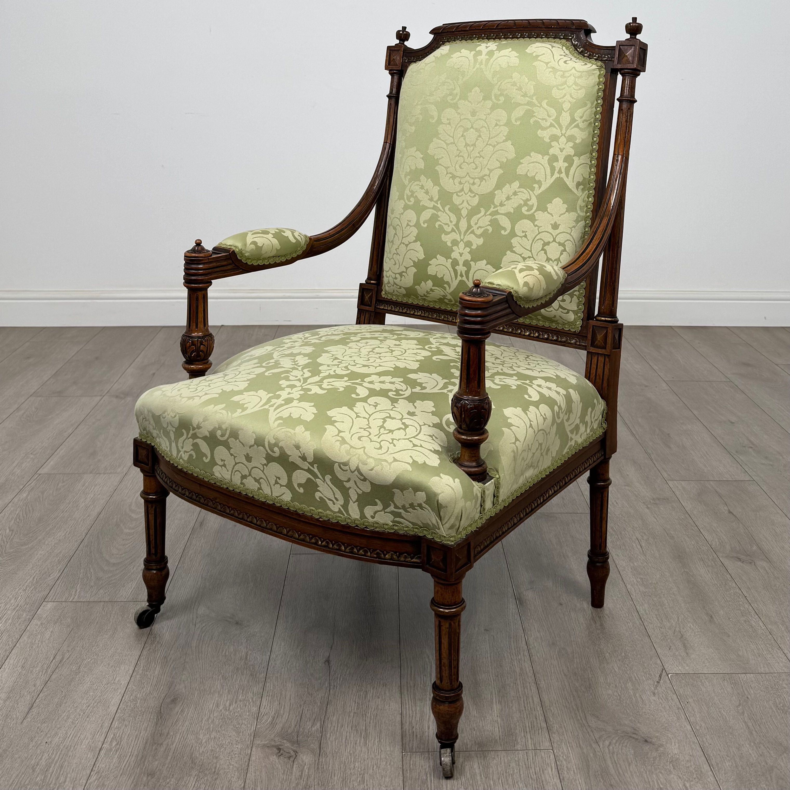 Antique 19th Century French Open Armchair In Walnut ( AF-5469 )