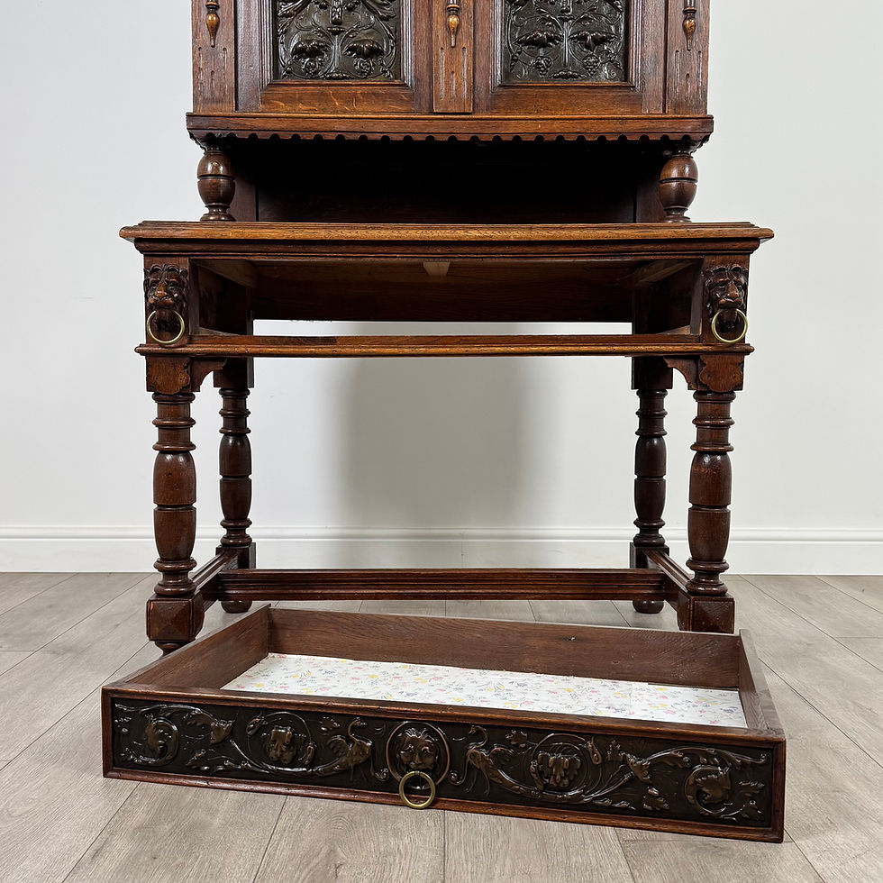 Thumbnail: Antique 19th Century Jacobean Revival Cabinet In Copper And Oak ( AF-4137 )