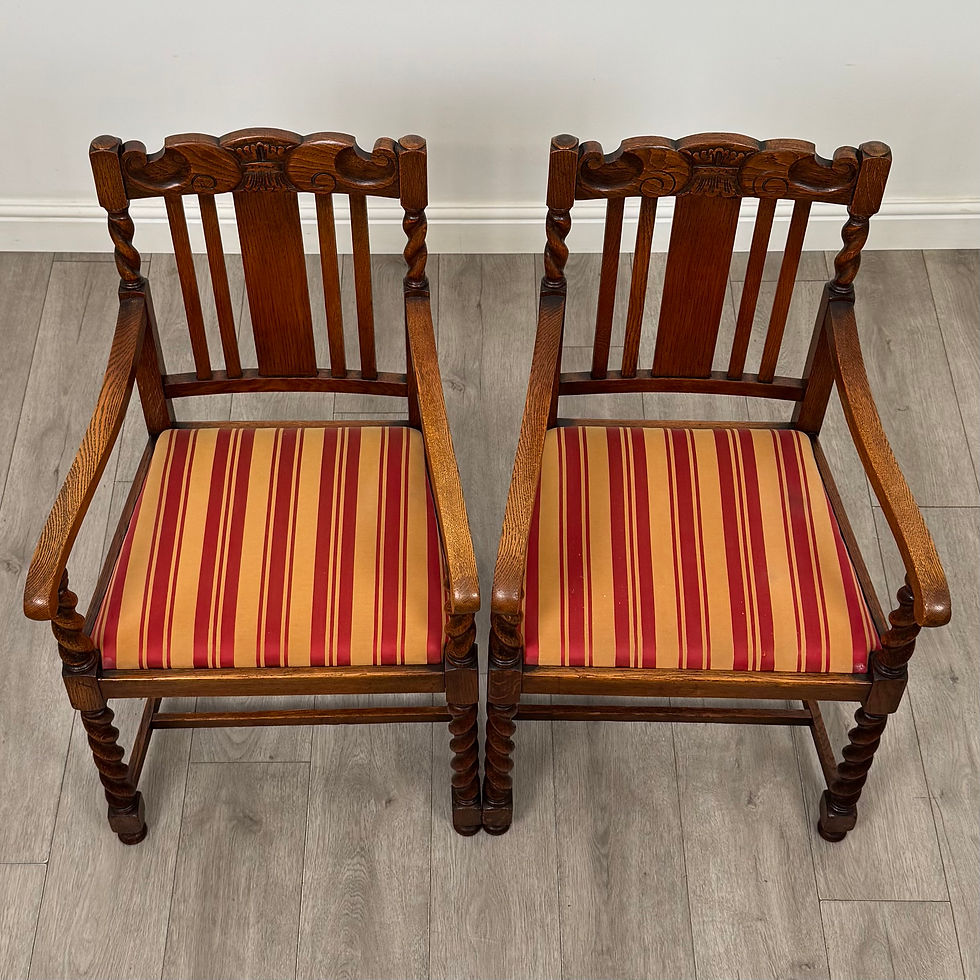 Thumbnail: Antique 20th Century Set Of 10 Barley Twist Dining Chairs In Oak ( AF-6285 )