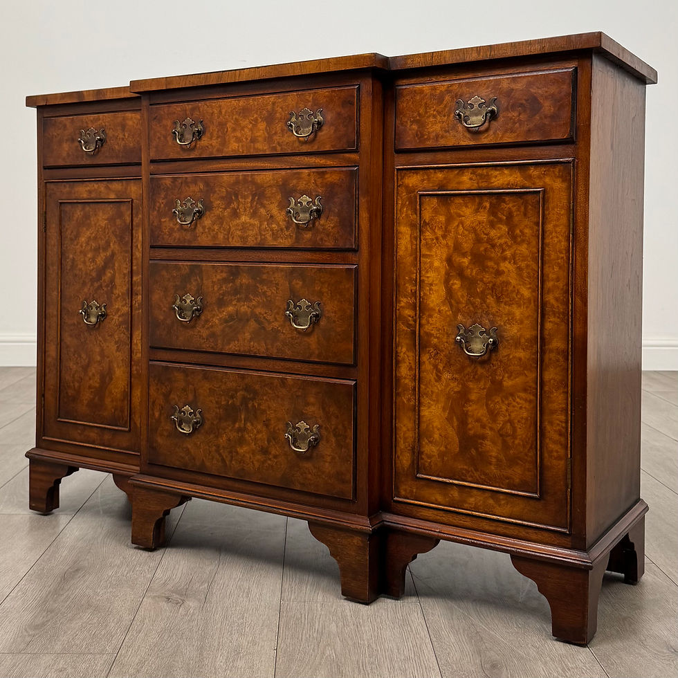 Thumbnail: Antique 20th Century Small Breakfront Sideboard In Burr Walnut ( AF-6146 )
