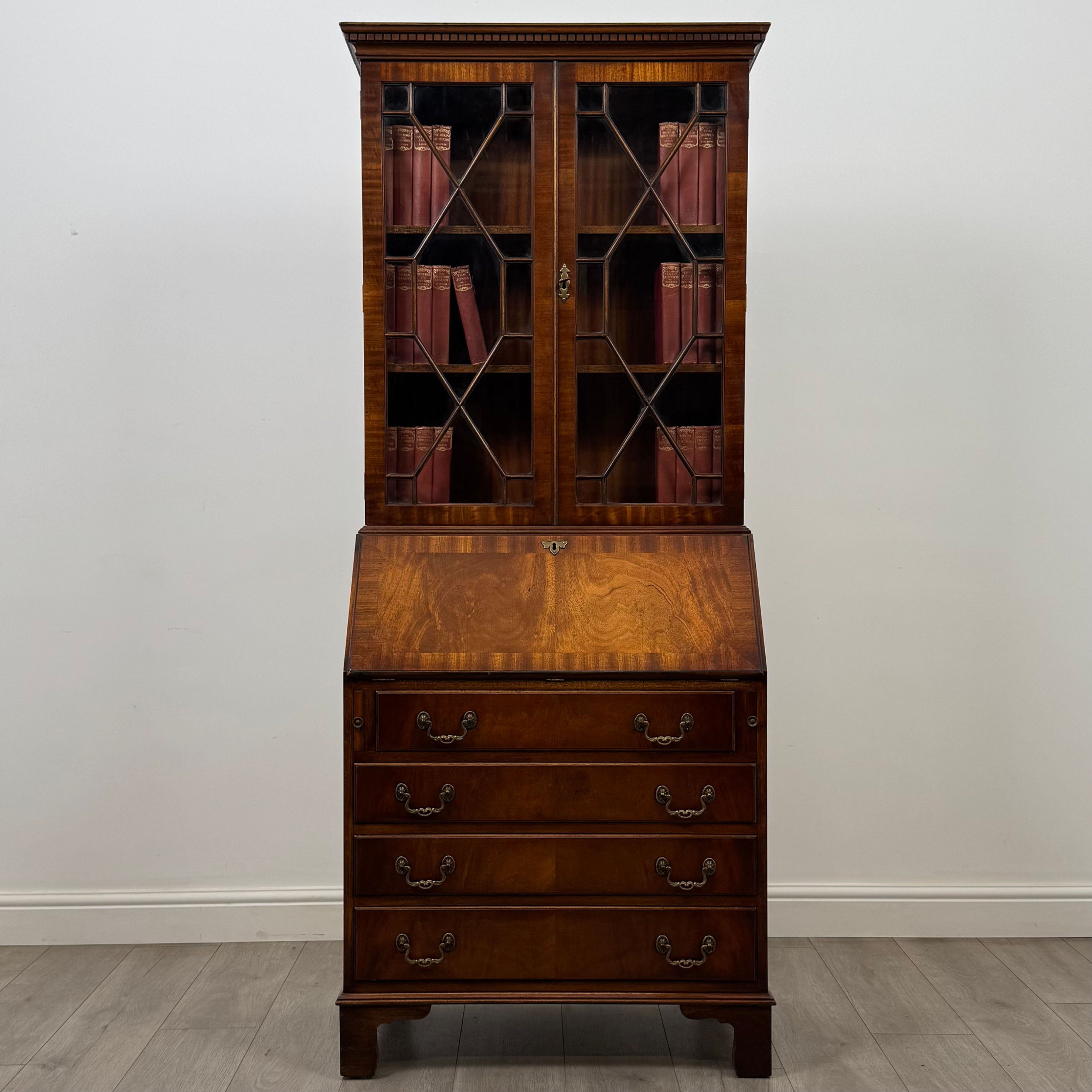 Antique 20th Century Bureau Bookcase In Mahogany ( AF-5954 )