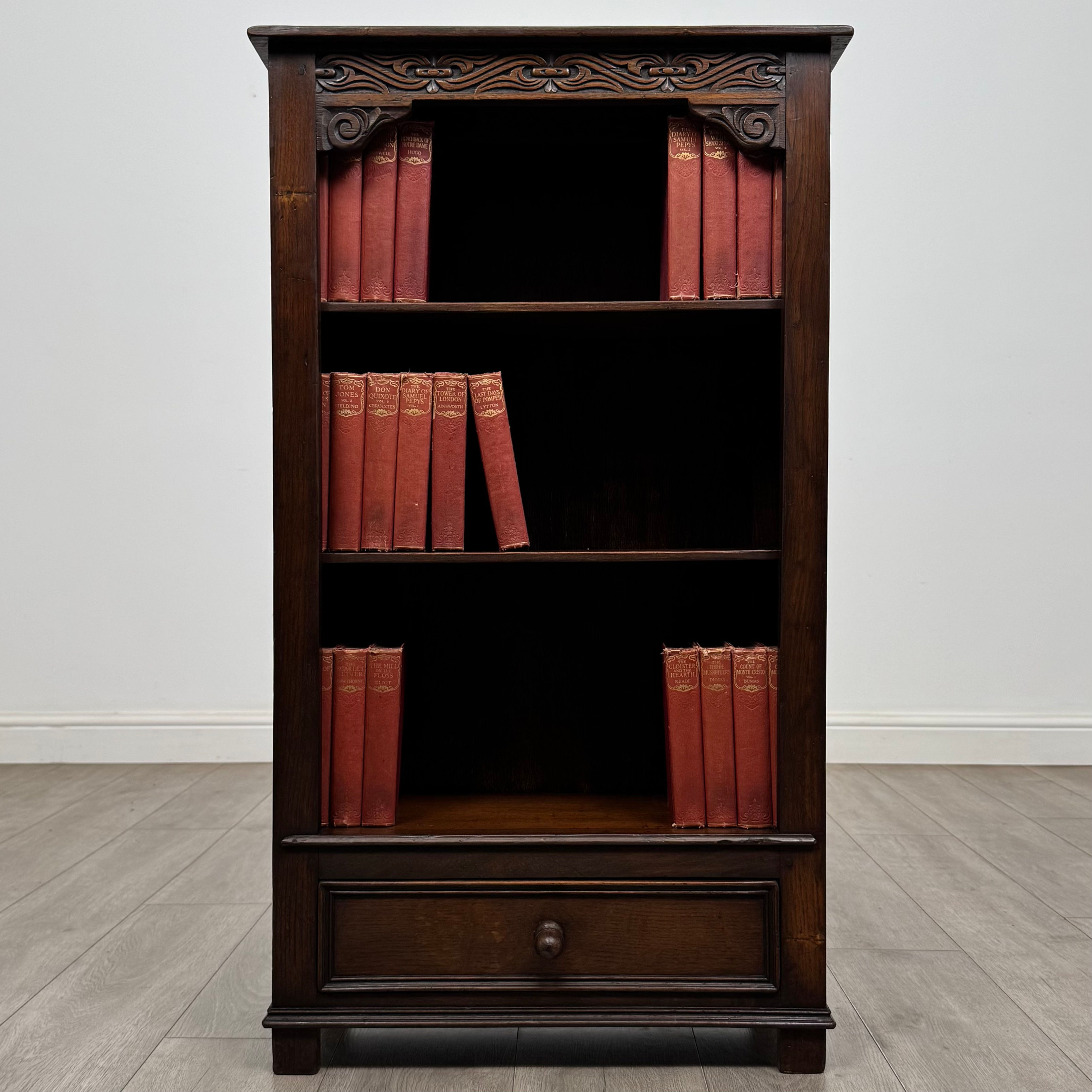 Antique 20th Century Small Open Bookcase In Oak ( AF-6004 )