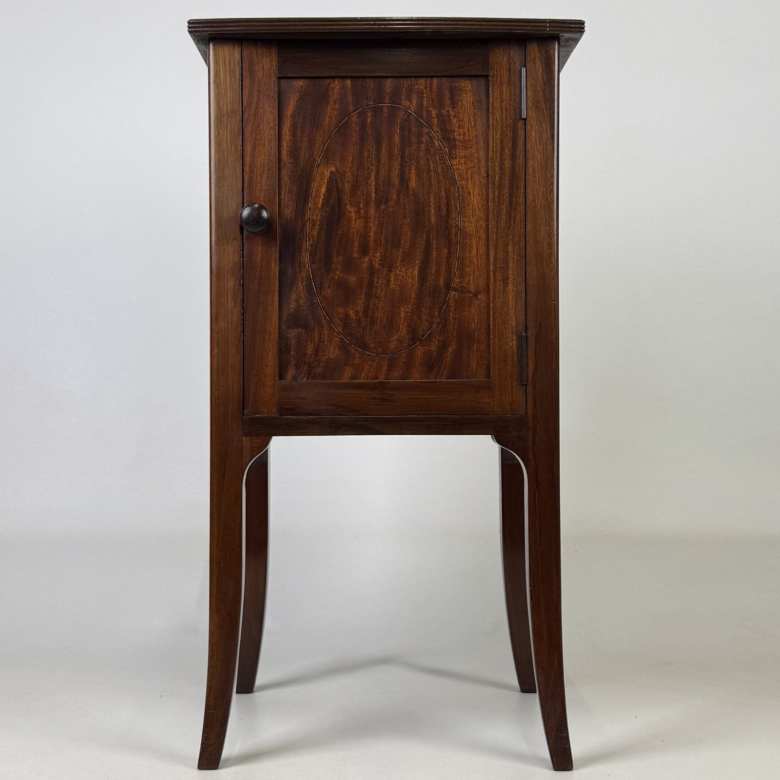 Antique Edwardian Mahogany Bedside Cabinet | Inlaid Oval Panel | AF-6720