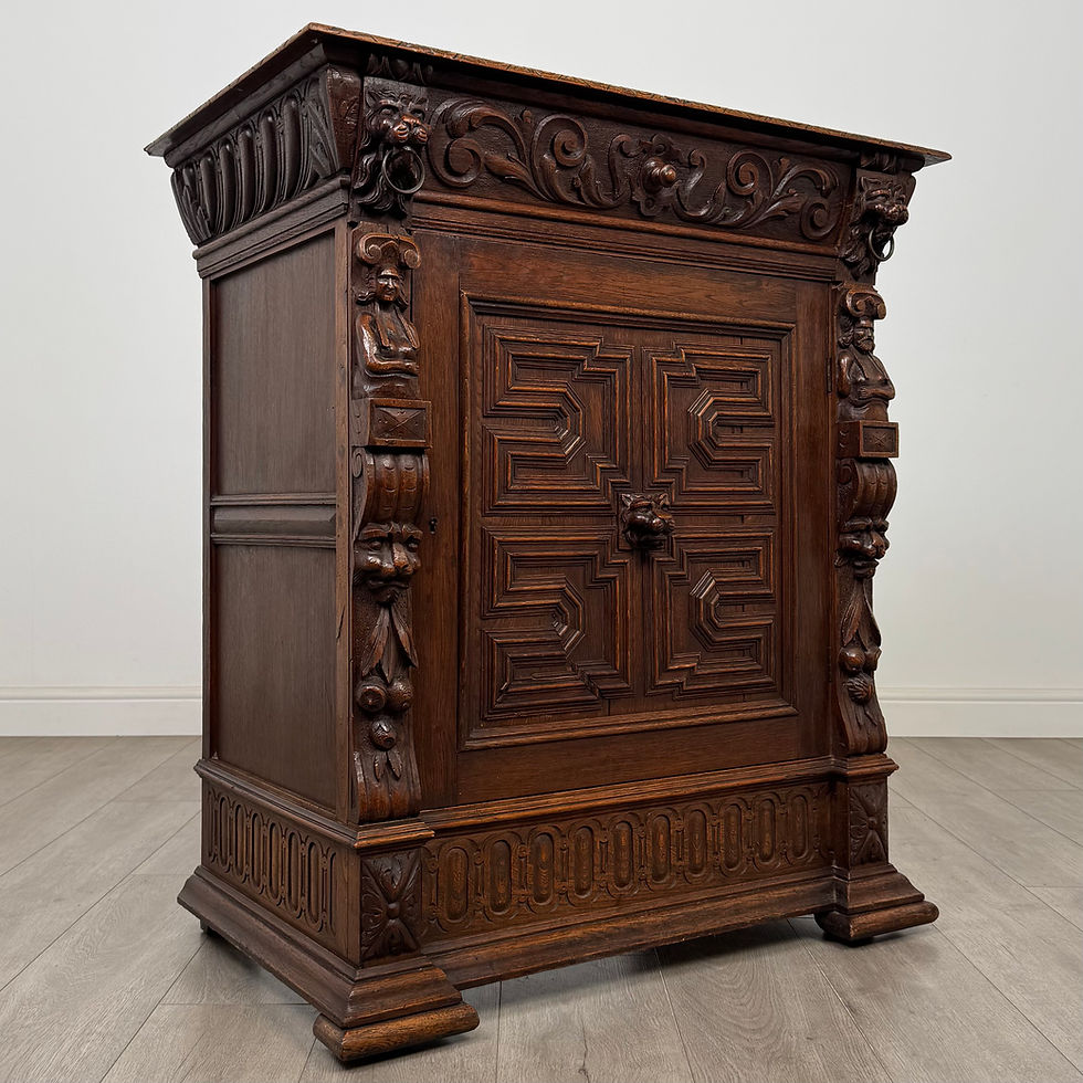 Thumbnail: Antique 19th Century Carved Victorian Cupboard In Oak  ( AF-5663 )
