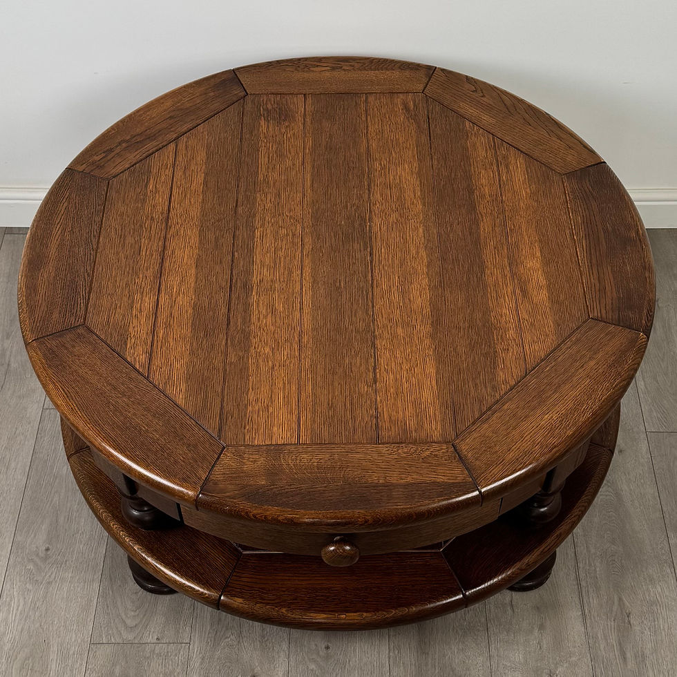 Thumbnail: Vintage 20th Century Round Coffee Table In Oak ( AF-5559 )