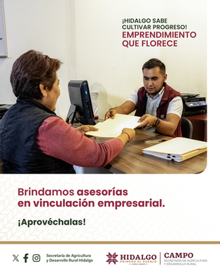 La #SADERH te ofrece asesoría especializada para vincular tu proyecto con el mundo empresarial. 🏬¡Da el siguiente paso y convierte tus ideas en oportunidades reales! 🚜✨📞Comunícate al 771 717 800