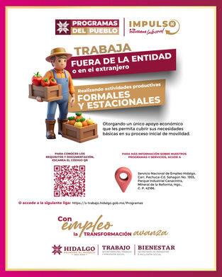 ¡Descubre nuevas oportunidades laborales! 👨🌾👩🔧El programa Impulso a la Movilidad Laboral te apoya para que encuentres empleo formal en otra entidad federativa o incluso en el extranjero, de ac