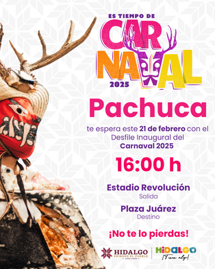 🎉 ¡El Desfile Inaugural de #EsTiempoDeCarnavalestá aquí! 🎭Música, color y alegría invadirán las calles de #Pachuca.Acude a disfrutar con tu familia y amigos de un eventolleno de tradición. 🎶💃
