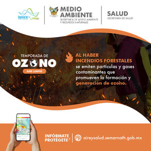 #TemporadaDeOzonoEnHidalgo ☁️ 🚗Los incendios forestales contribuyen a la formación de ozono, un contaminante que irrita los pulmones y puede afectar la salud, por ello, evita provocar #IncendiosFor